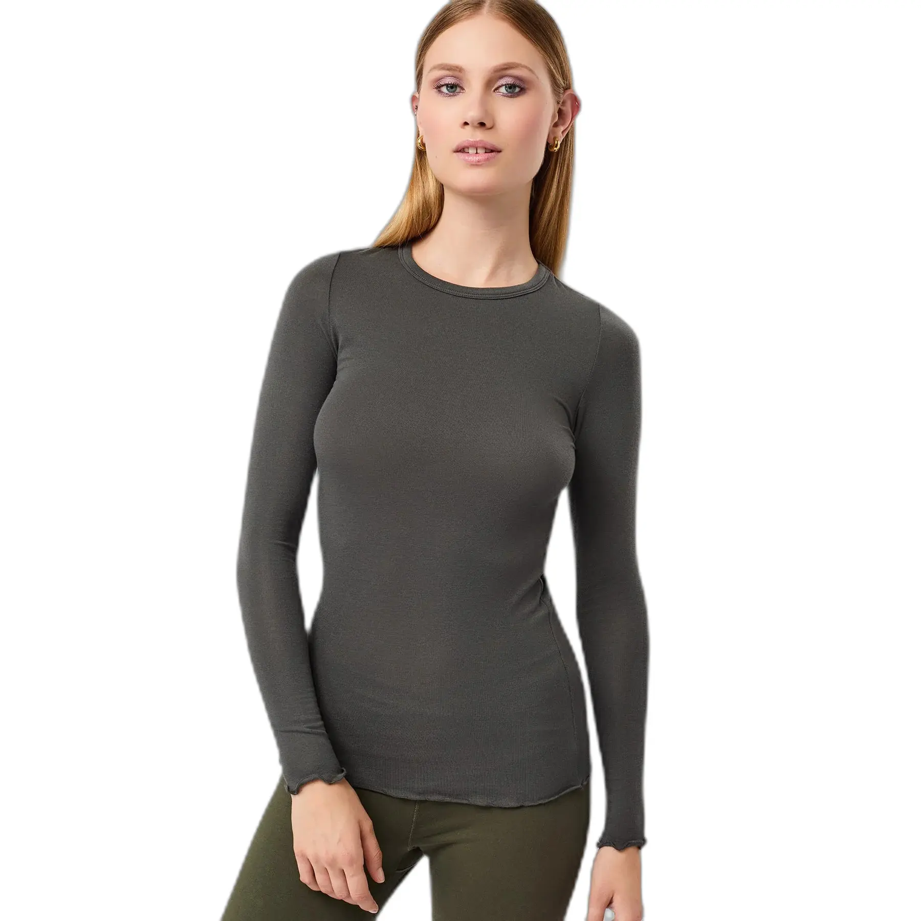 Langarmshirt aus Wolle für Frauen Mandala