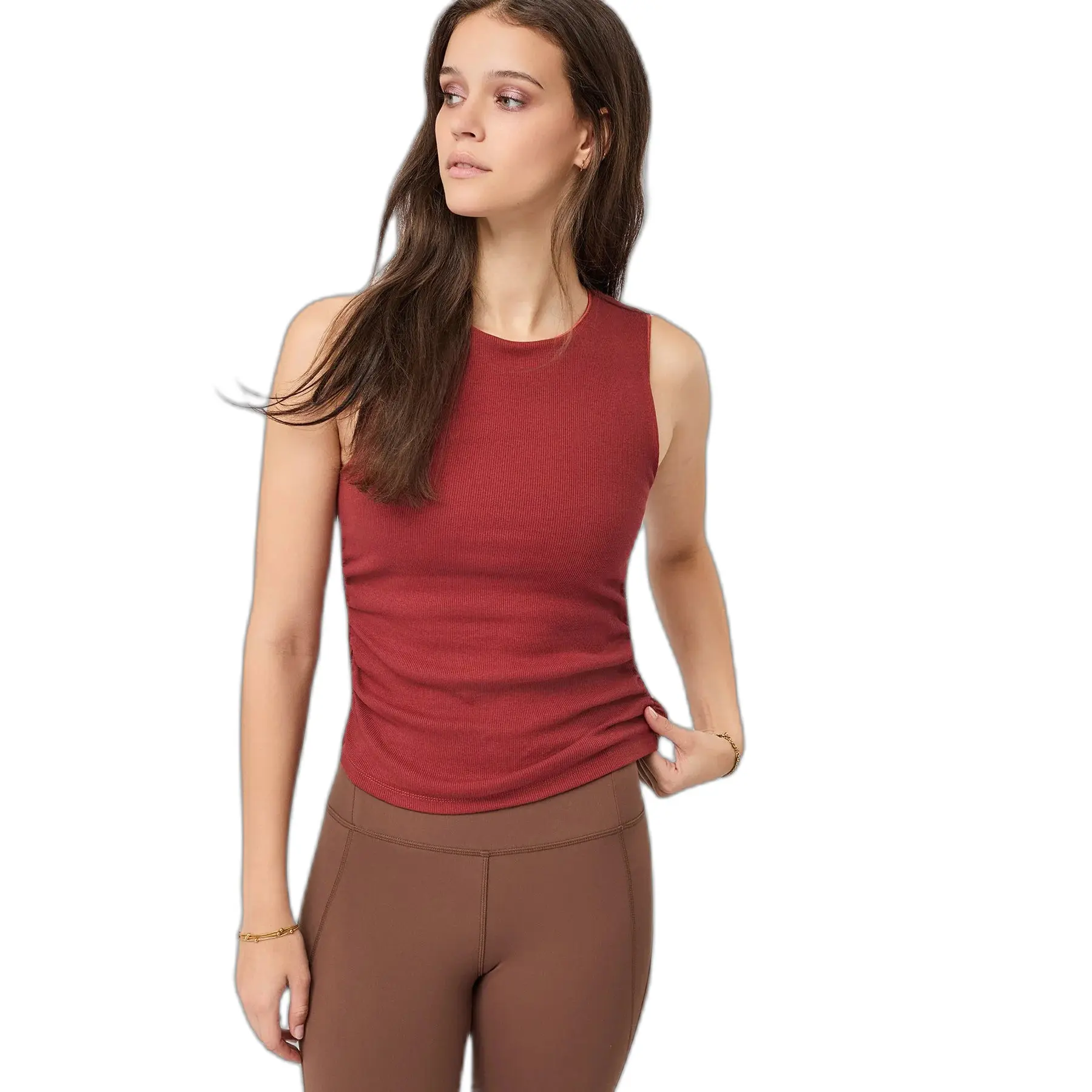 Dames ribbed top met zijsplitten Mandala