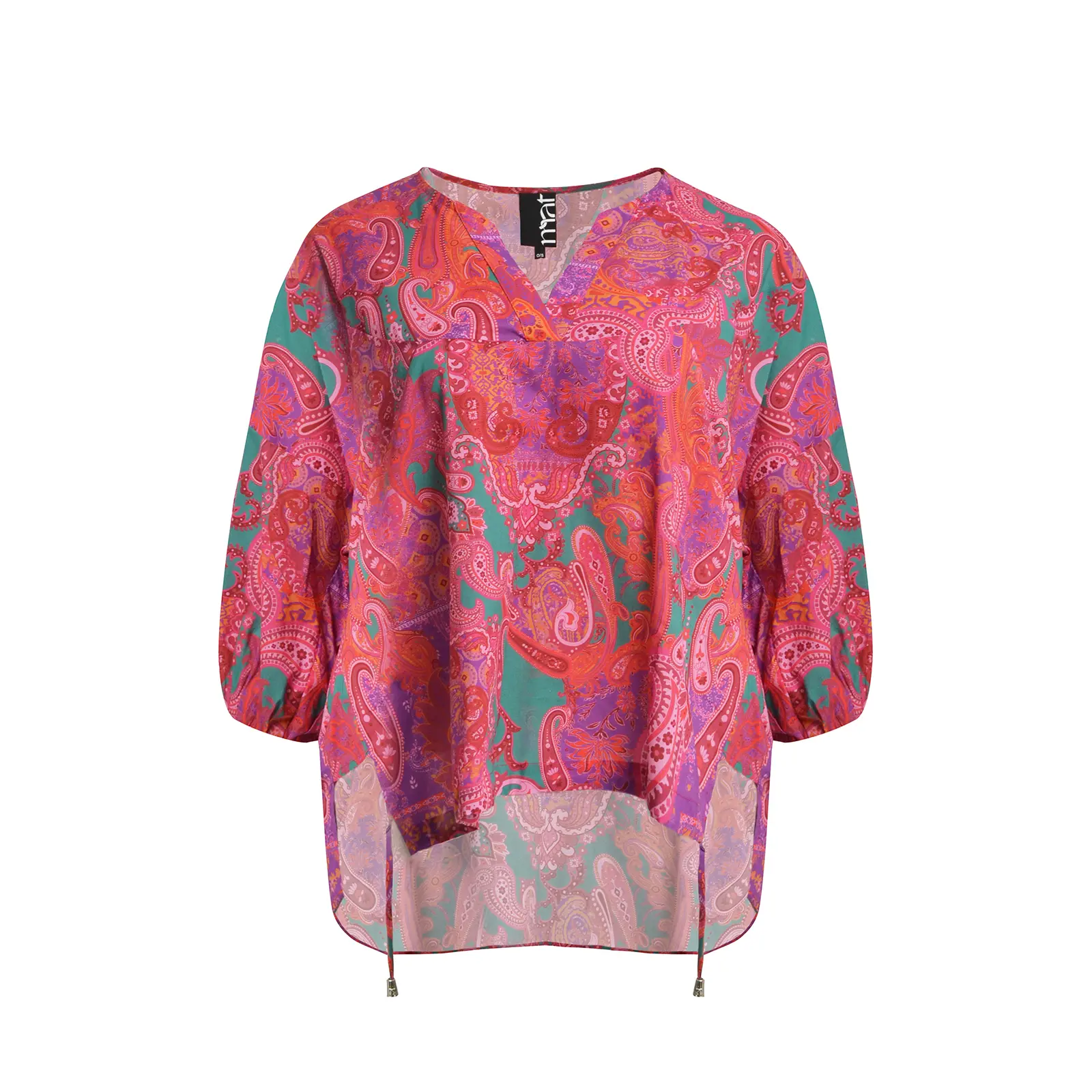 Mat Fashion Women's Multicolore Cotton Tie Detail Paisley Print Blouse