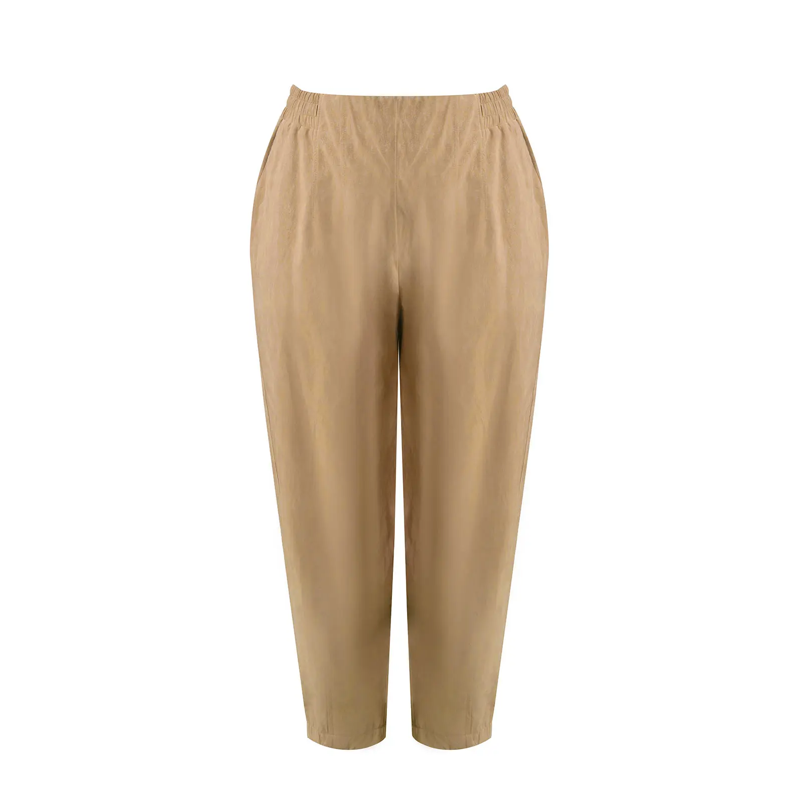 Mat Fashion Women's Beige Elastic Waist Bootcut Trousers