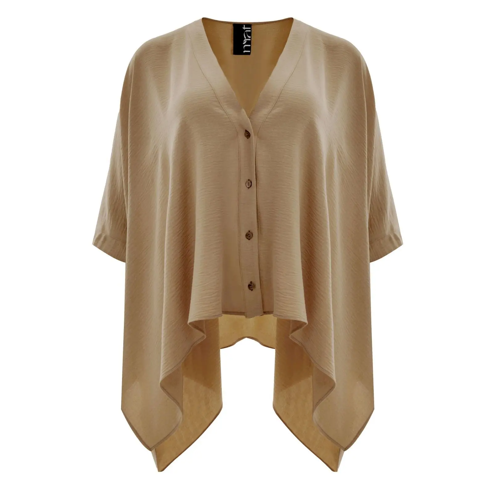 V-Ausschnitt-Bluse aus Crepe mit abfallenden Seiten für Damen Mat Fashion Airwashed