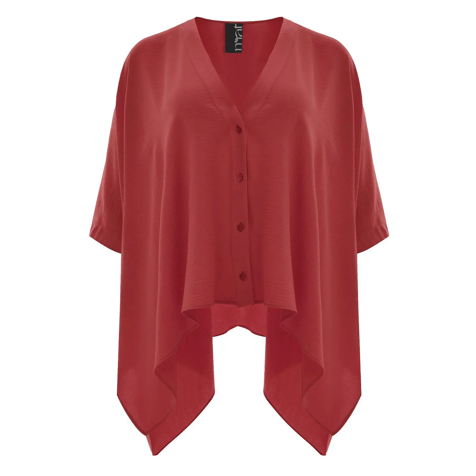 V-Ausschnitt-Bluse aus Crepe mit abfallenden Seiten für Damen Mat Fashion Airwashed
