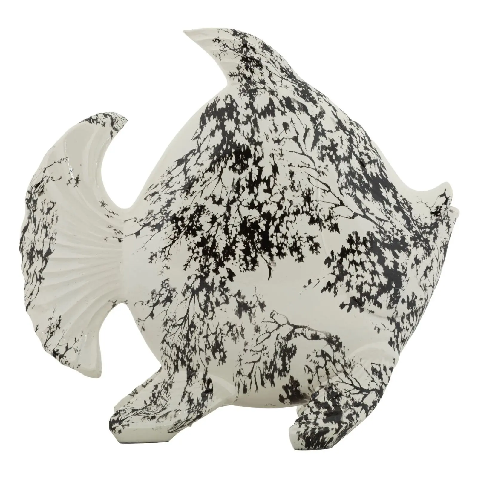 Generique Blanc/Noir Statuette Poisson Mei En Polyrésine 37X19x34cm & - Image 2