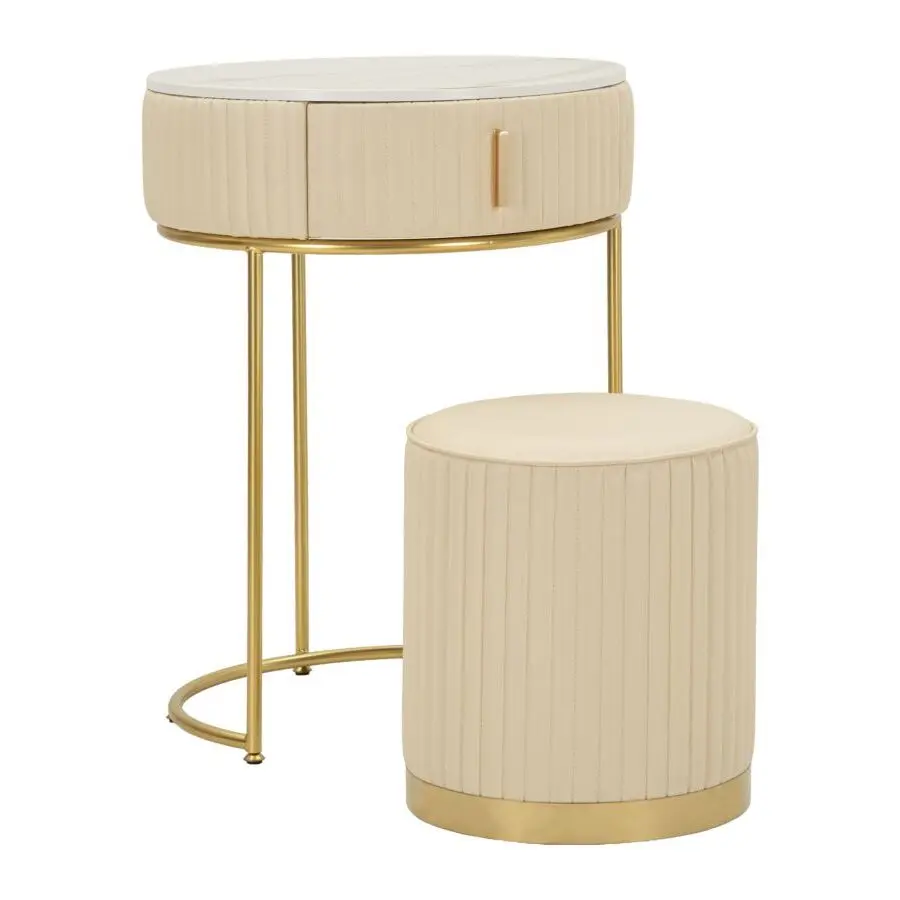 Table de chevet/coiffeurse avec pouf Mauro Ferretti Table de chevet/coiffeurse avec pouf Mauro Ferretti