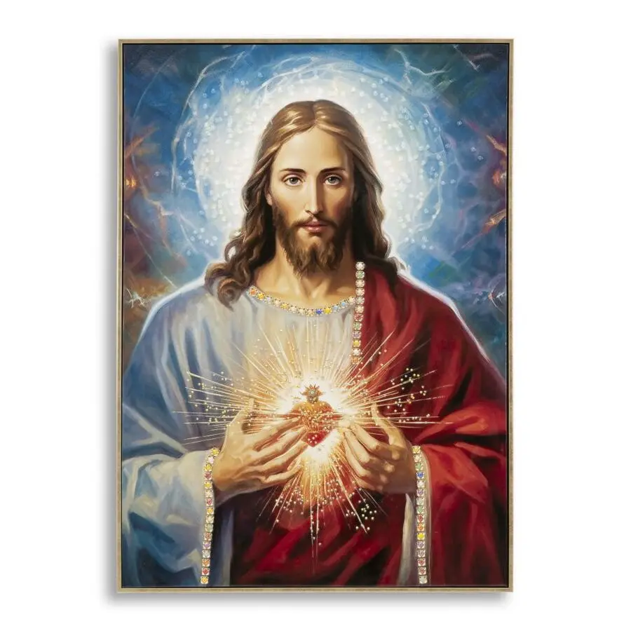 Wanddekoration Leinwandmalerei mit Rahmen Mauro Ferretti Laccato Jesus