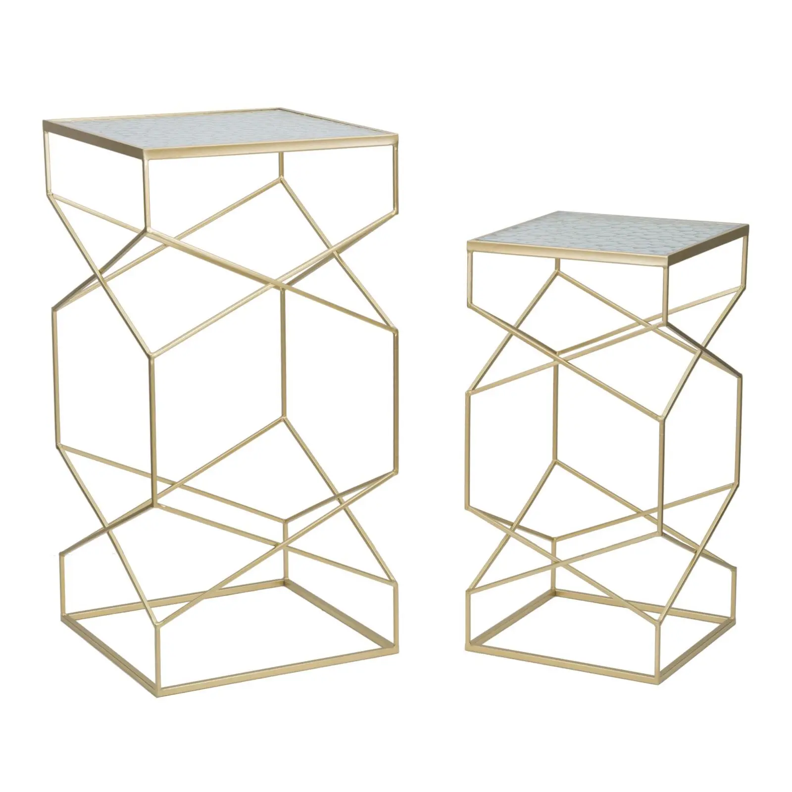 Table d'appoint en métal doré Mauro Ferretti Glassy (x2)