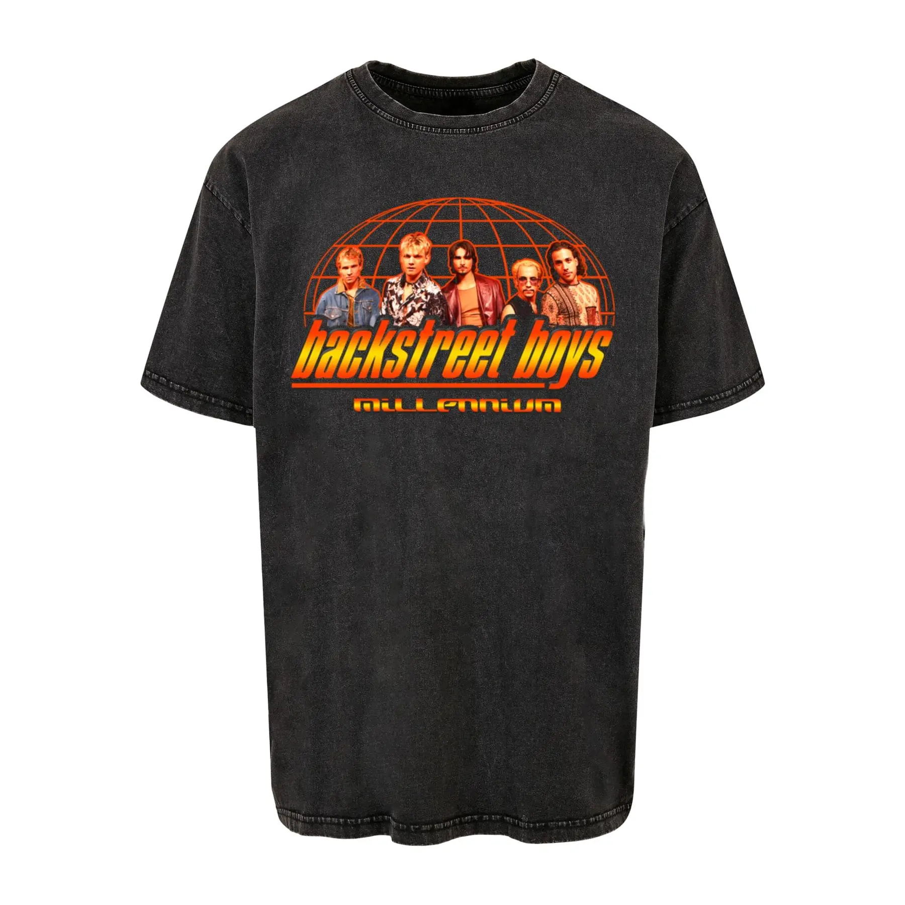 Oversize T-Shirt dicke acid-washed Merchcode Backstreet Boys - Millenium Globe
