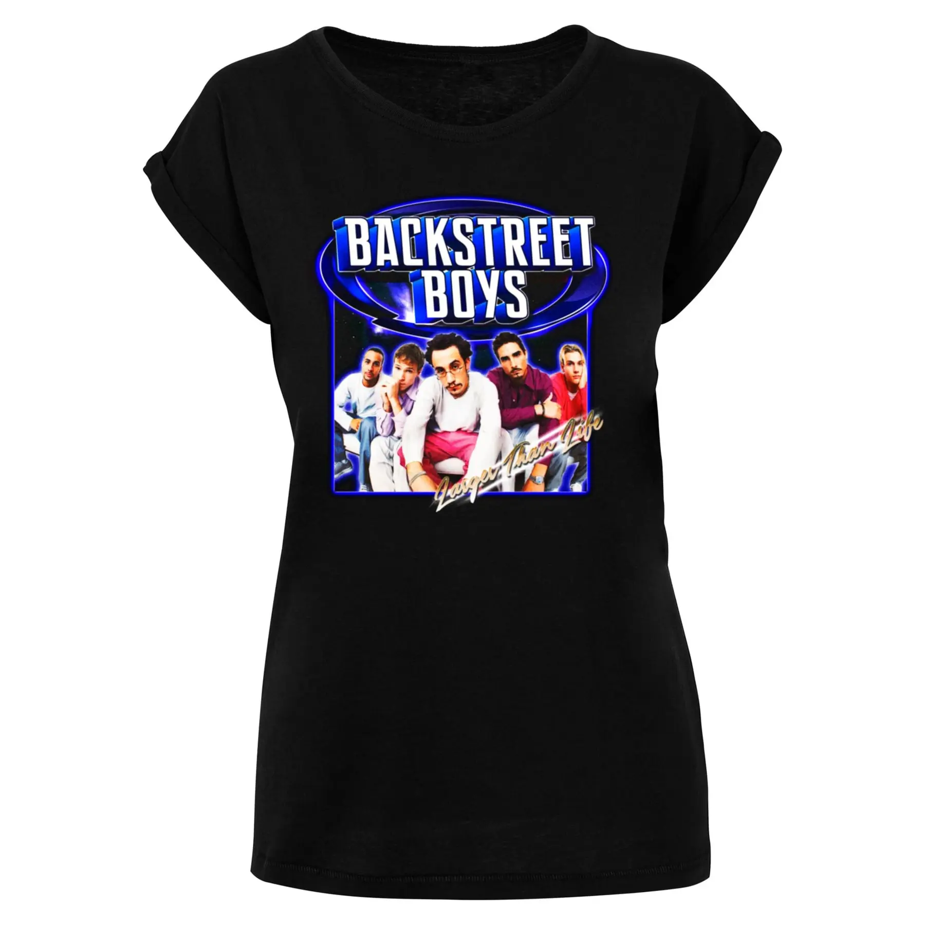 Damen T-Shirt Merchcode Backstreet Boys - Larger Than Life Recolor Extended Shoulder