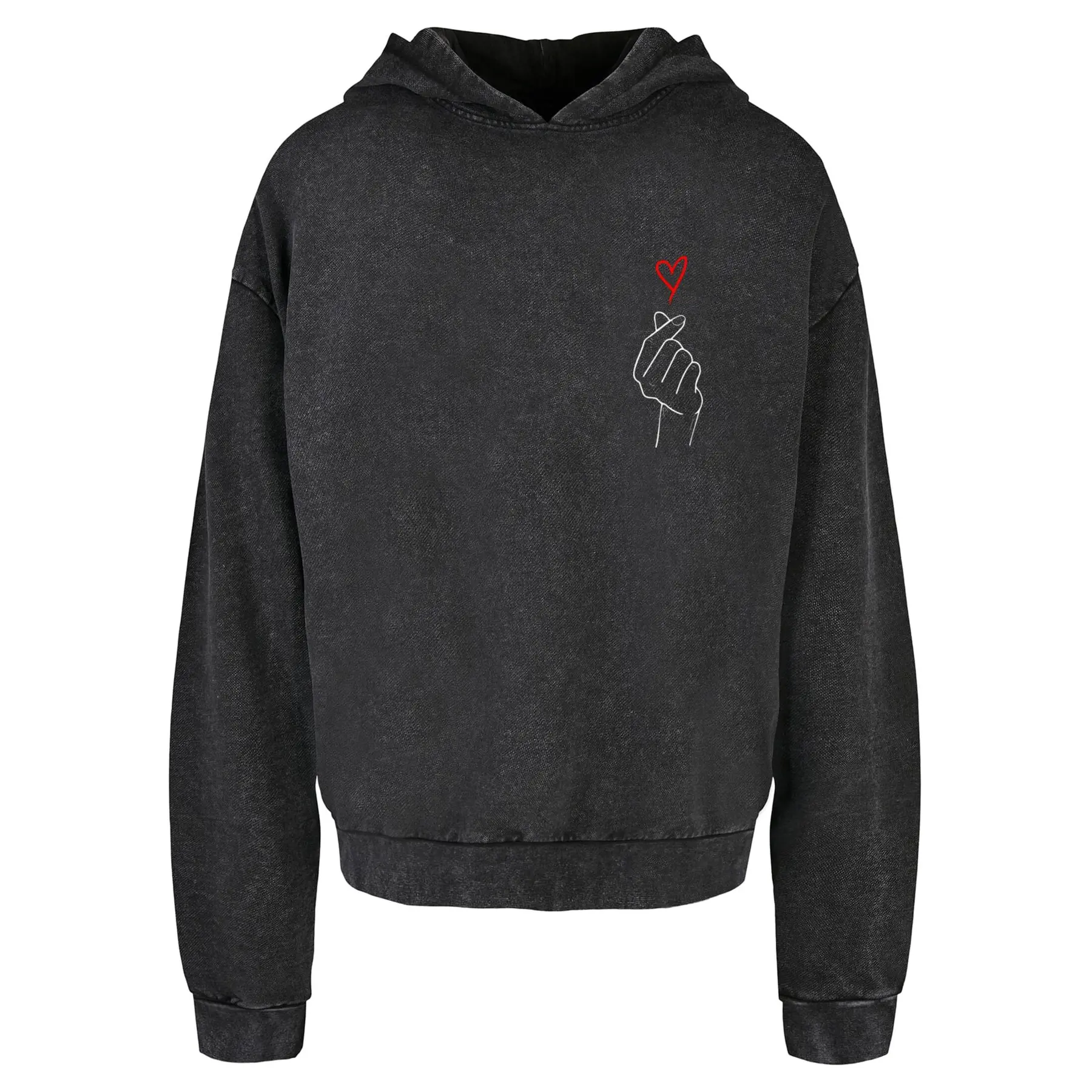 Oversized Hoodie Merchcode Heart Acid Washed