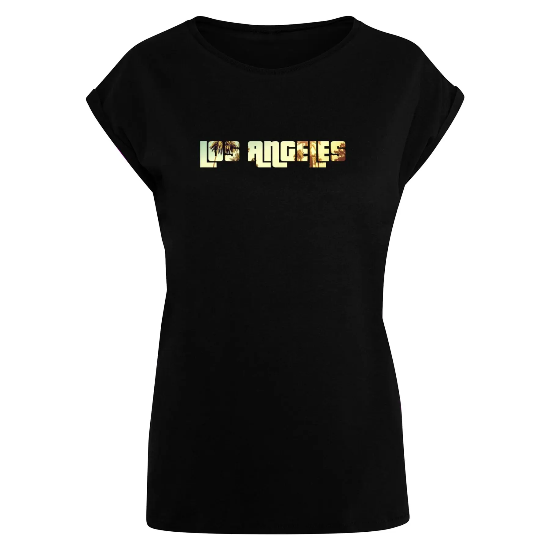 T-Shirt mit verlängerten Schultern Damen Merchcode Grand Los Angeles