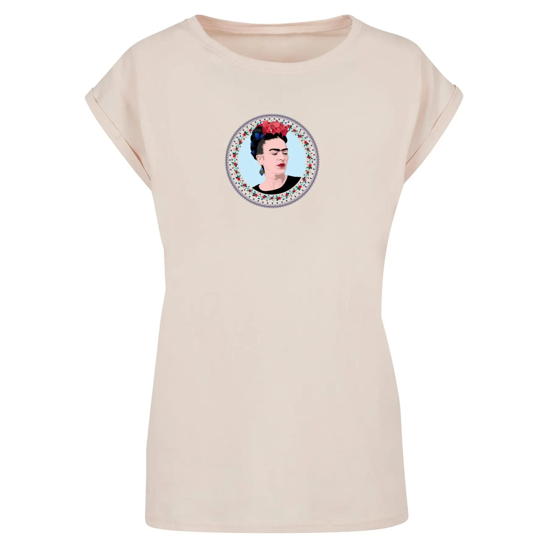 Damen T-Shirt Merchcode Frida Kahlo - Round Extended Shoulder