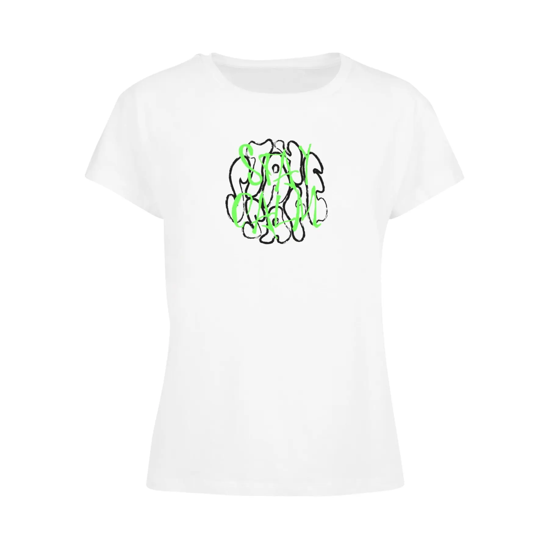 Damen T-Shirt Merchcode Wording Stay Safe One Box
