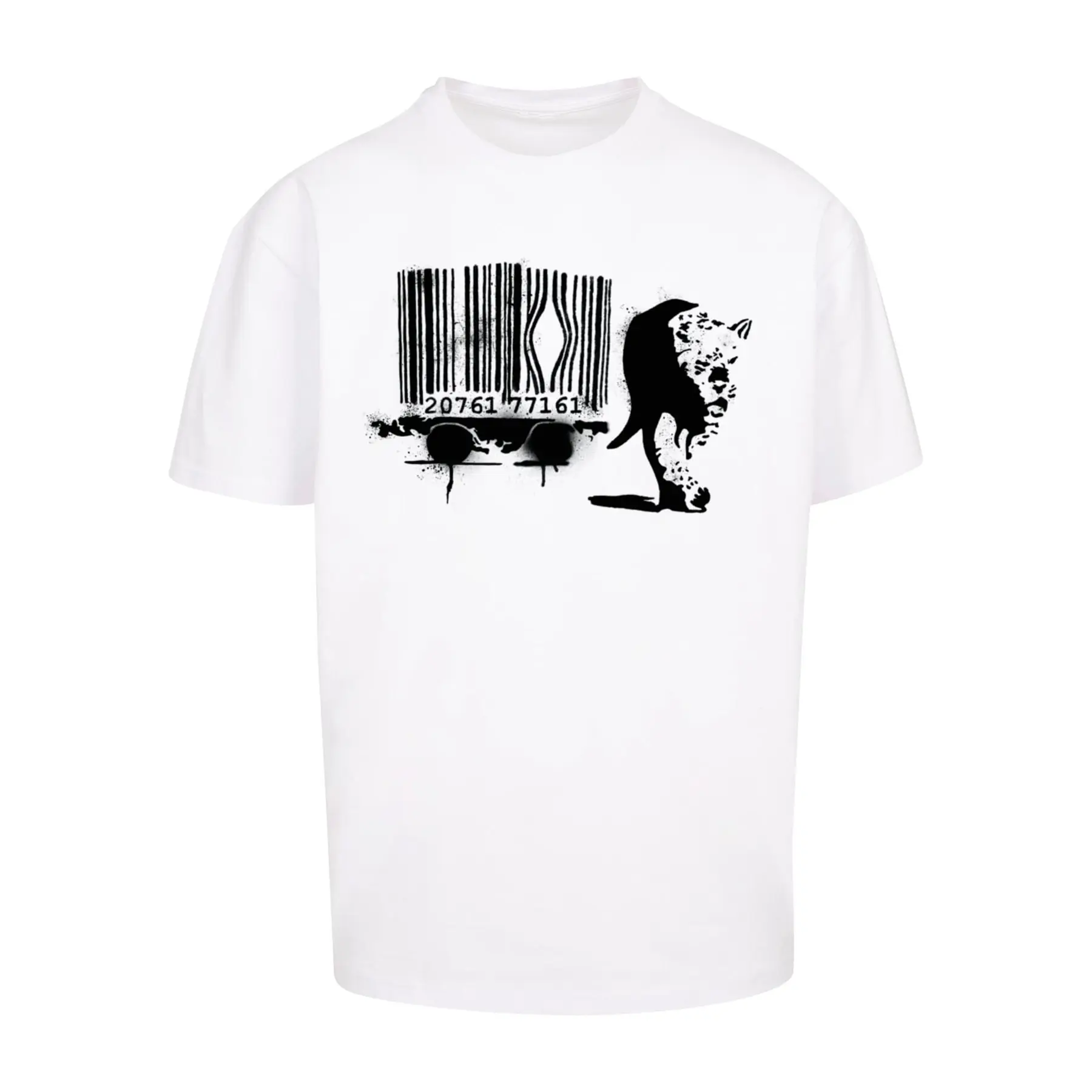 Oversize T-Shirt mit Leoparden- und Barcode-Druck Merchcode Brandalised