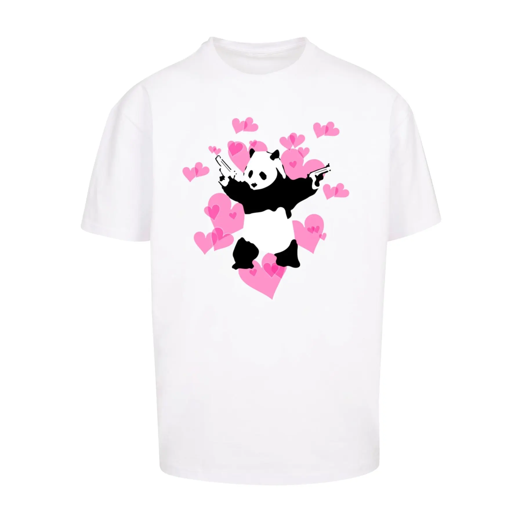 Übergrößtes, dickes T-Shirt mit Panda- und Herzmuster Merchcode Brandalised