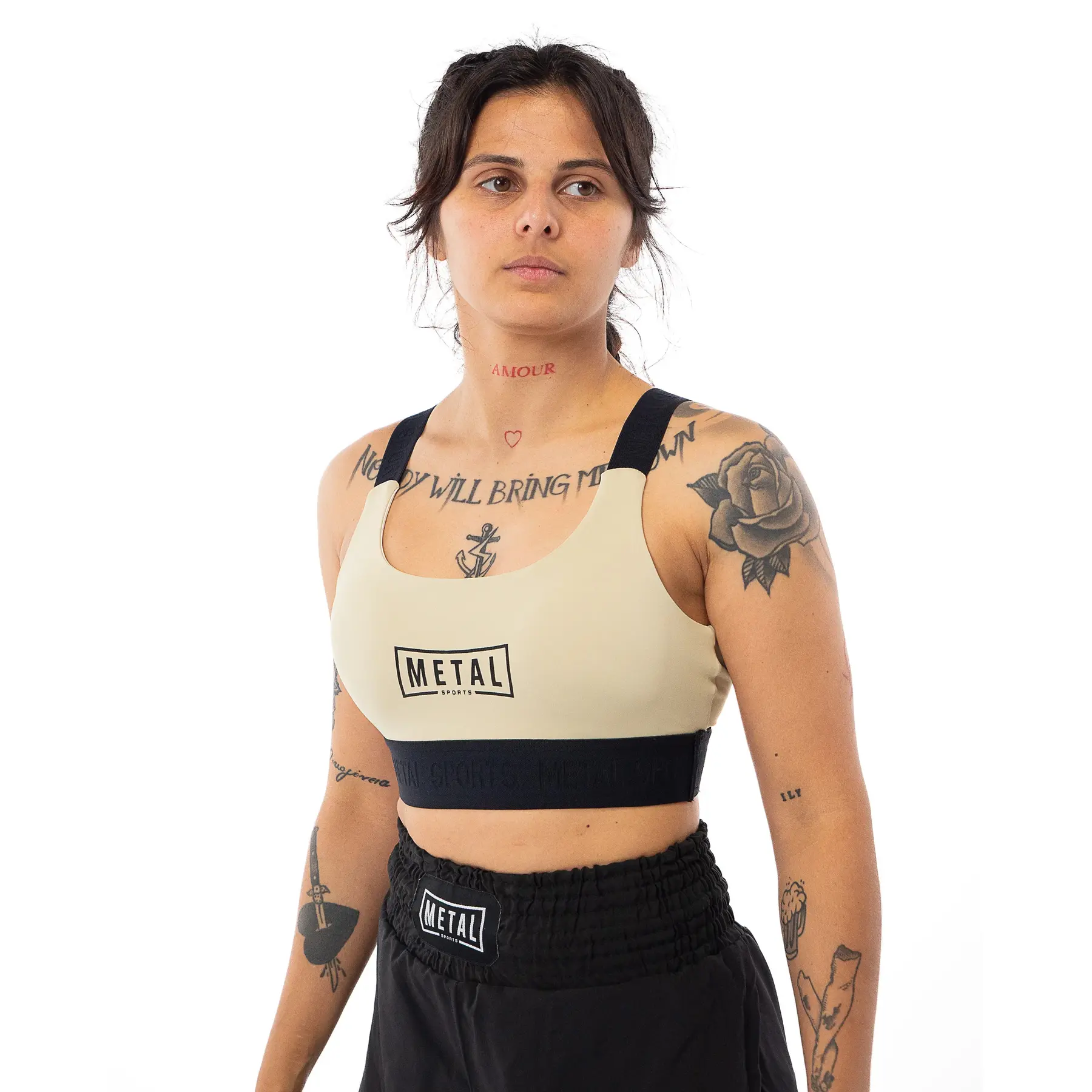 Damen-Sport-BH Metal Boxe Desert Storm