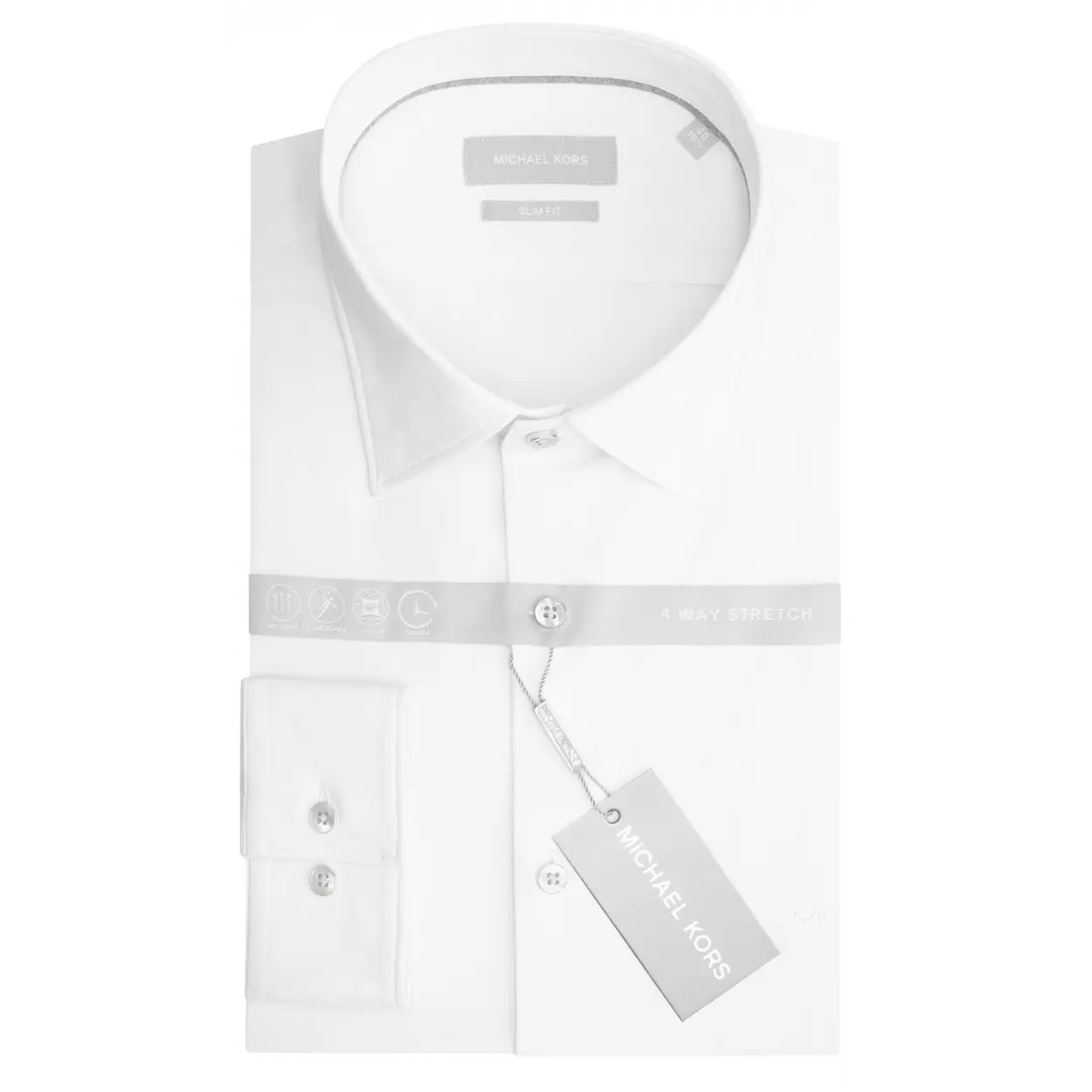 Michael Kors Men's White Slim Performance Shirt Stretch