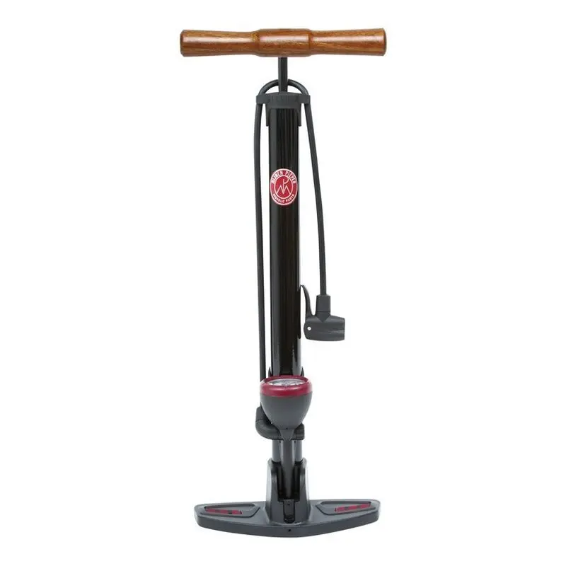 Fußpumpe retro pressure alle Ventile mit Manometer Henkel Holz Stahl Mijnenpieper