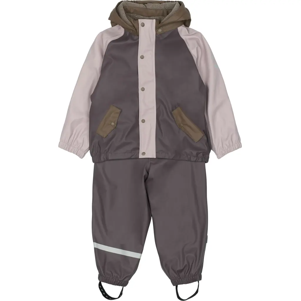 Set antipioggia in pile con bretelle per bambini Mikk-Line