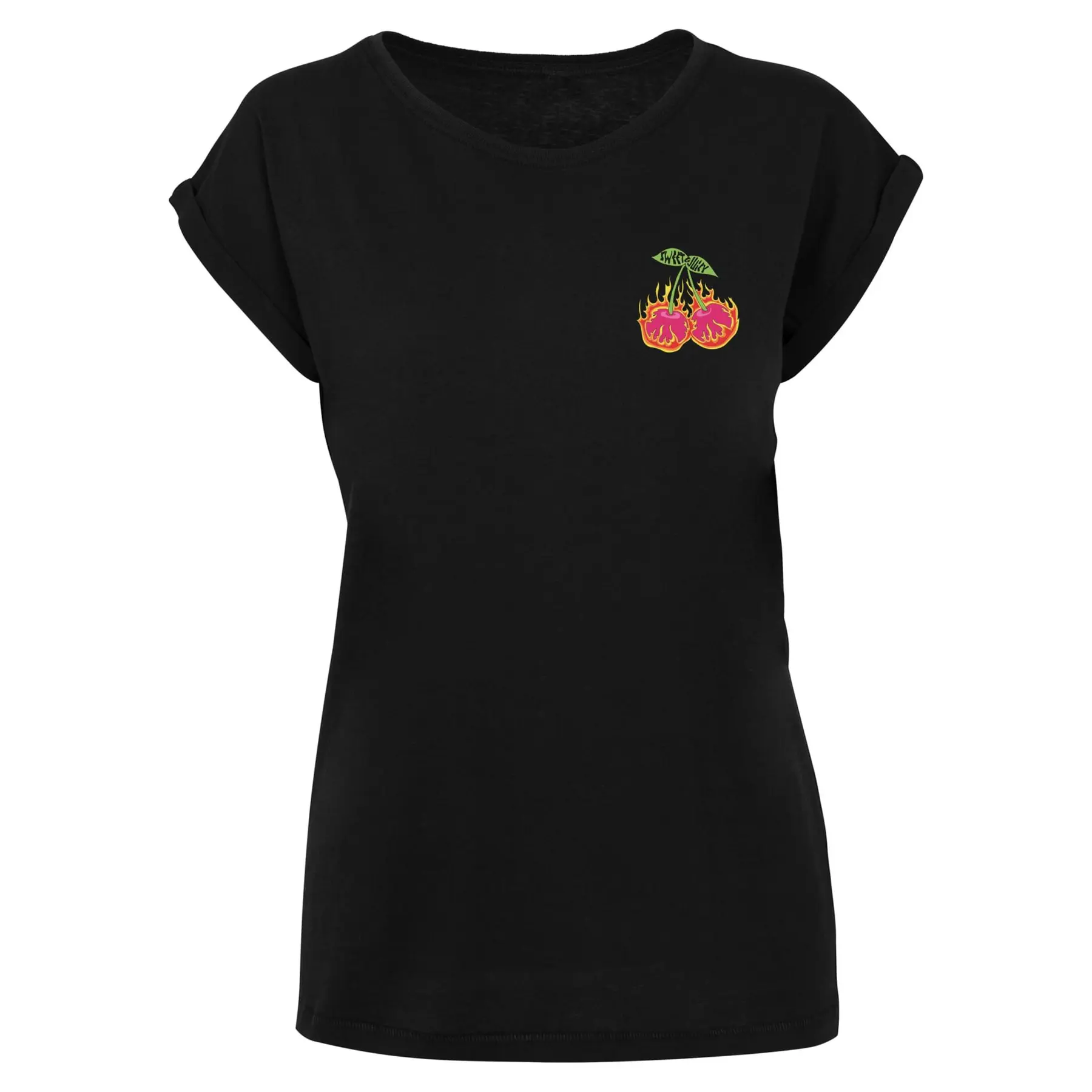 Damen T-Shirt Mister Tee Burning Cherries