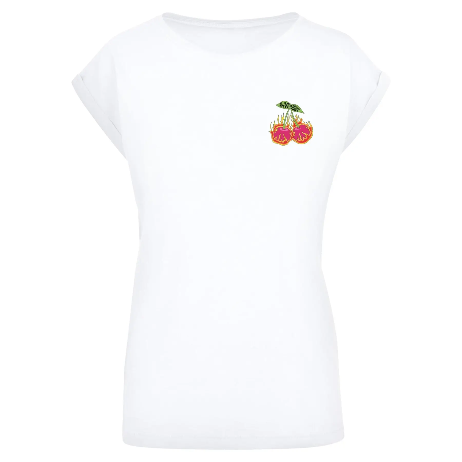 Damen T-Shirt Mister Tee Burning Cherries