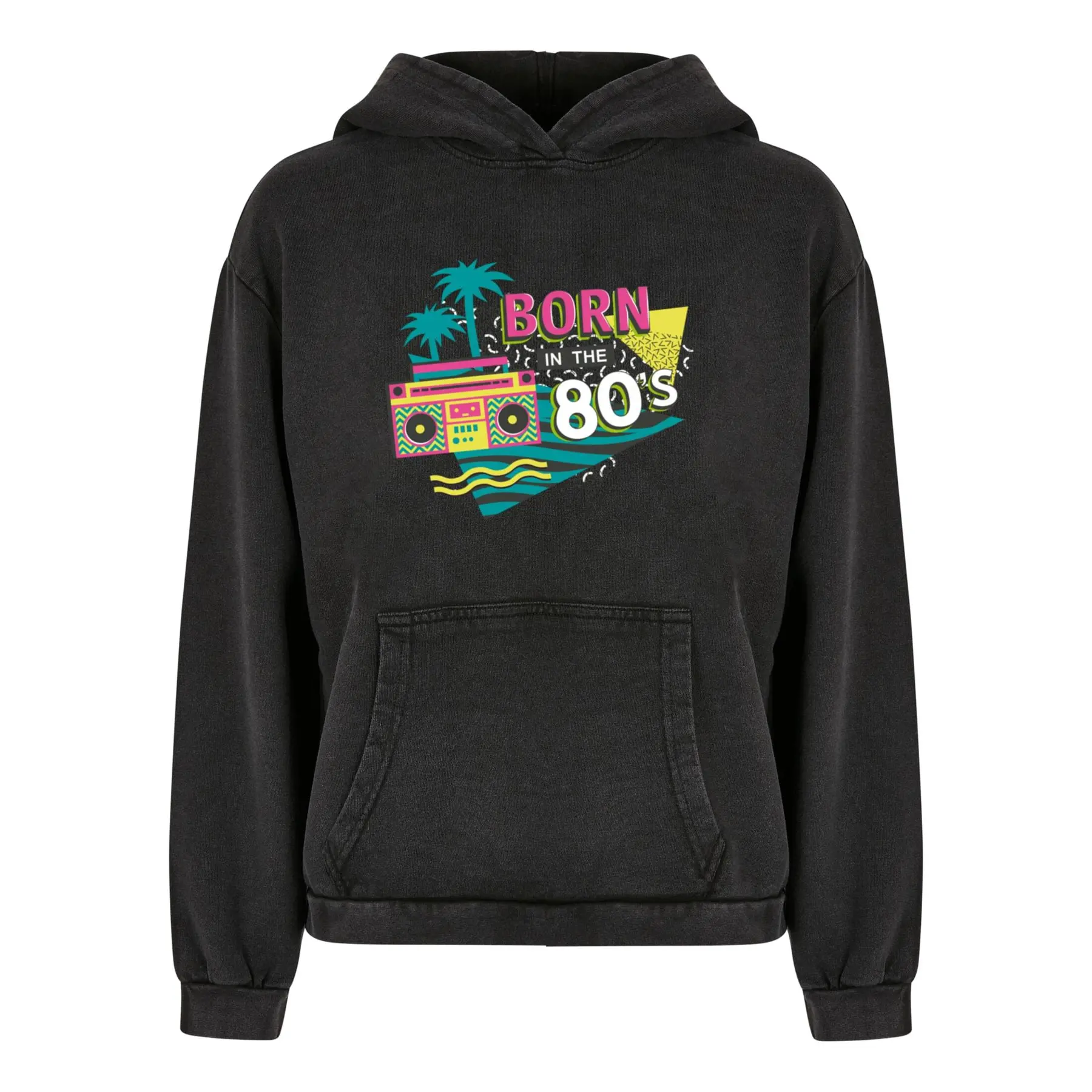 Felpa oversize con cappuccio da donna Mister Tee Born In The 80´s Acid Washed