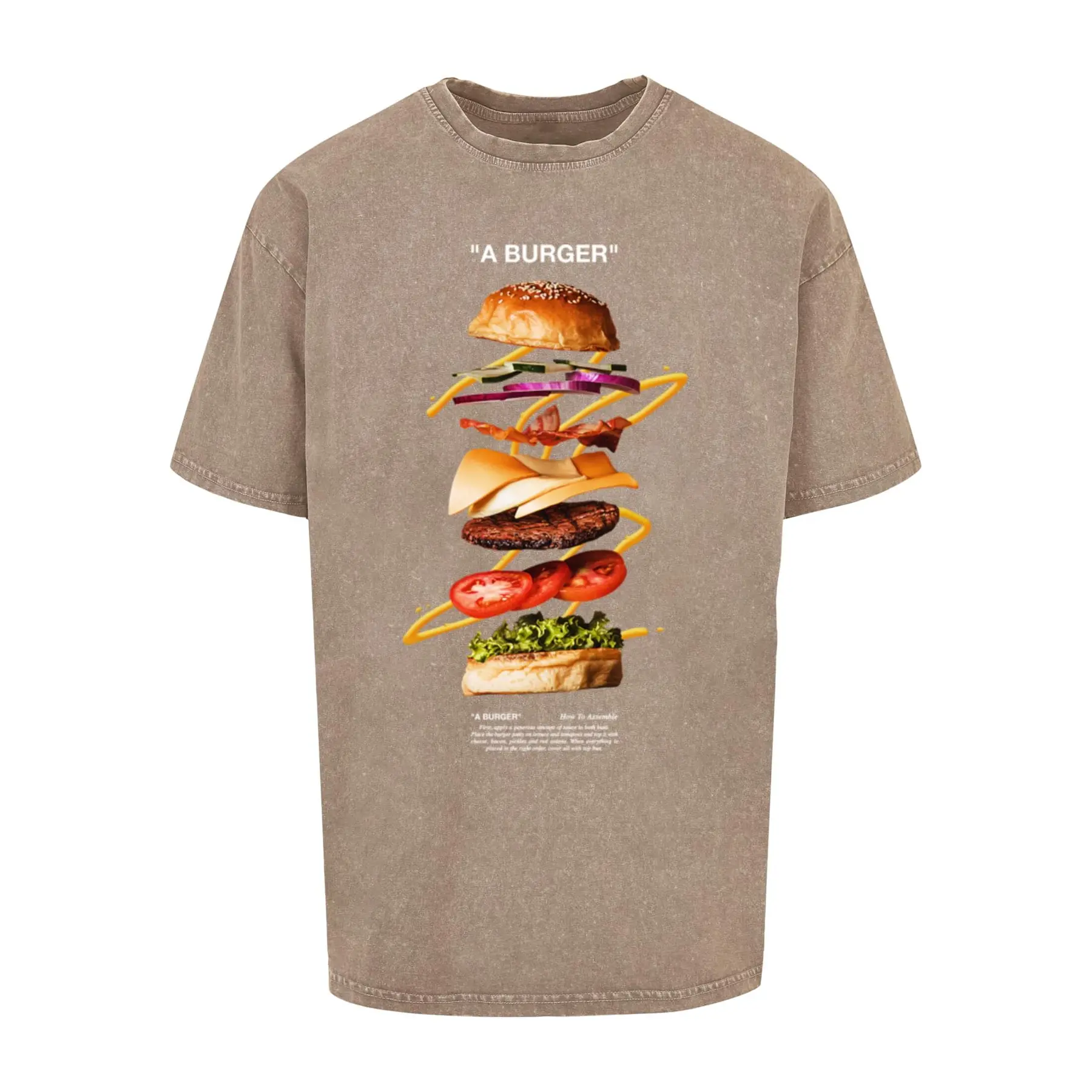 Oversized T-Shirt Mister Tee A Burger Acid Washed Heavy