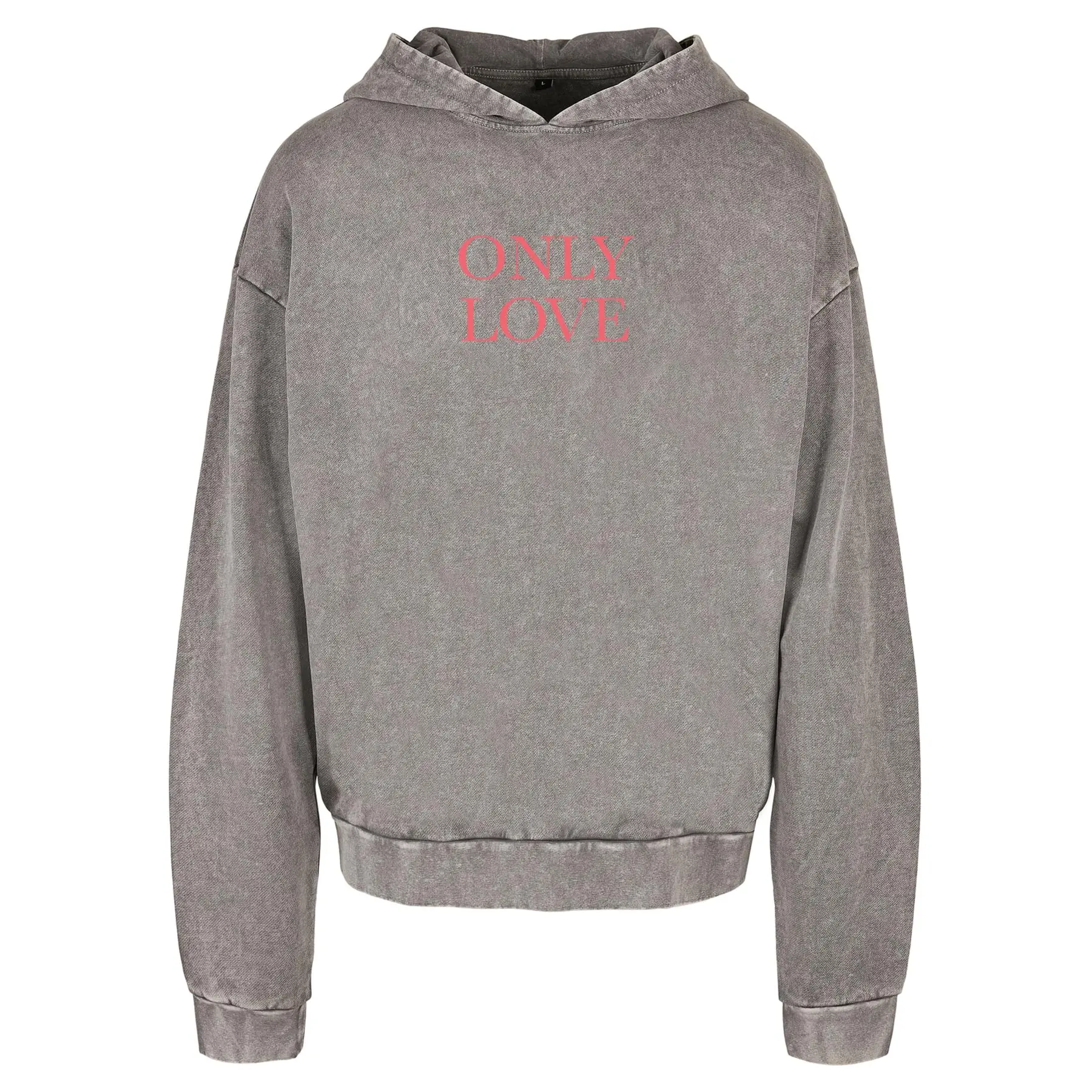 Kapuzensweatshirt Mister Tee Only Love front Acid Washed