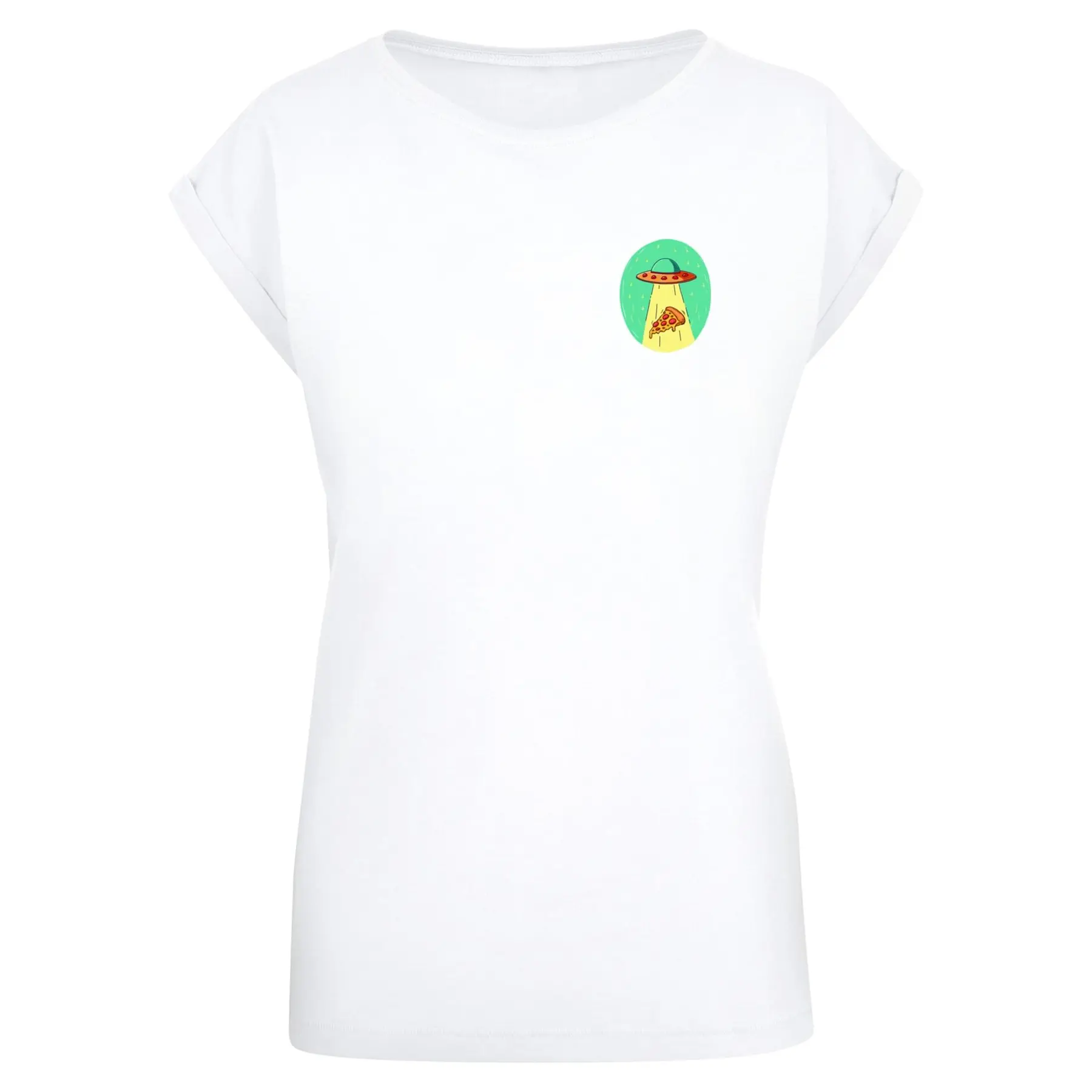 Damen T-Shirt Mister Tee Ufo Pizza Extended