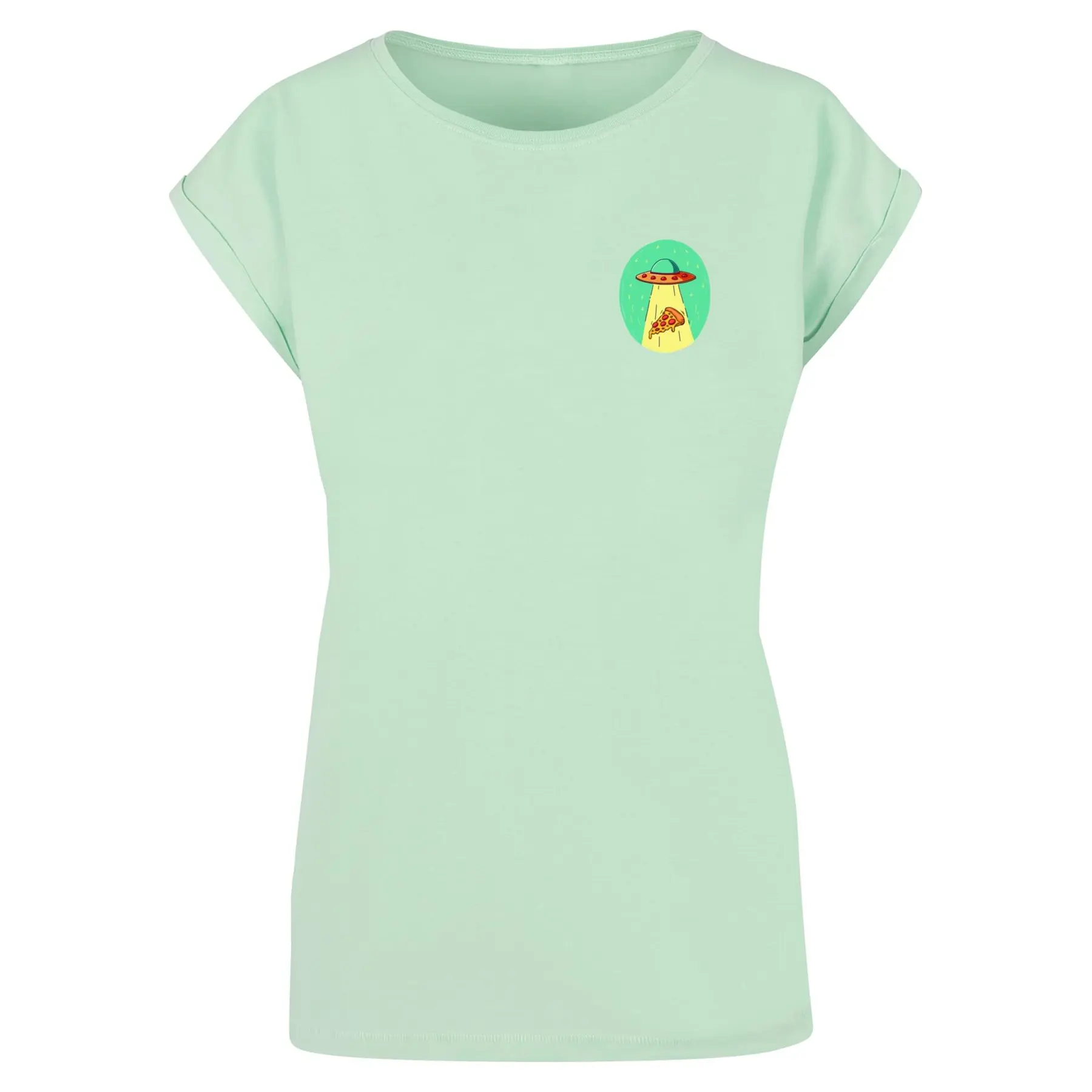 Damen T-Shirt Mister Tee Ufo Pizza Extended