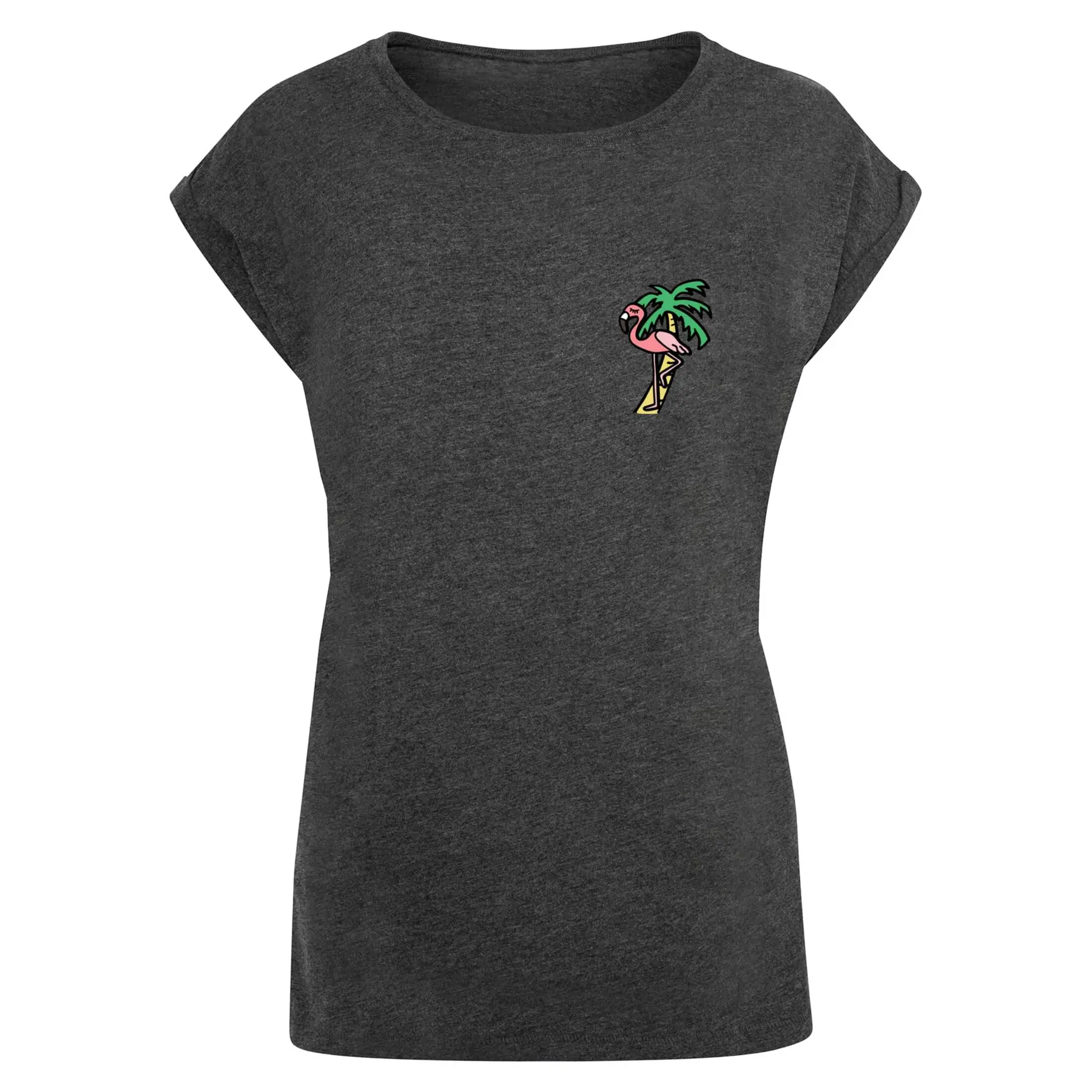Damen T-Shirt Mister Tee Flamingo Extended Shoulder