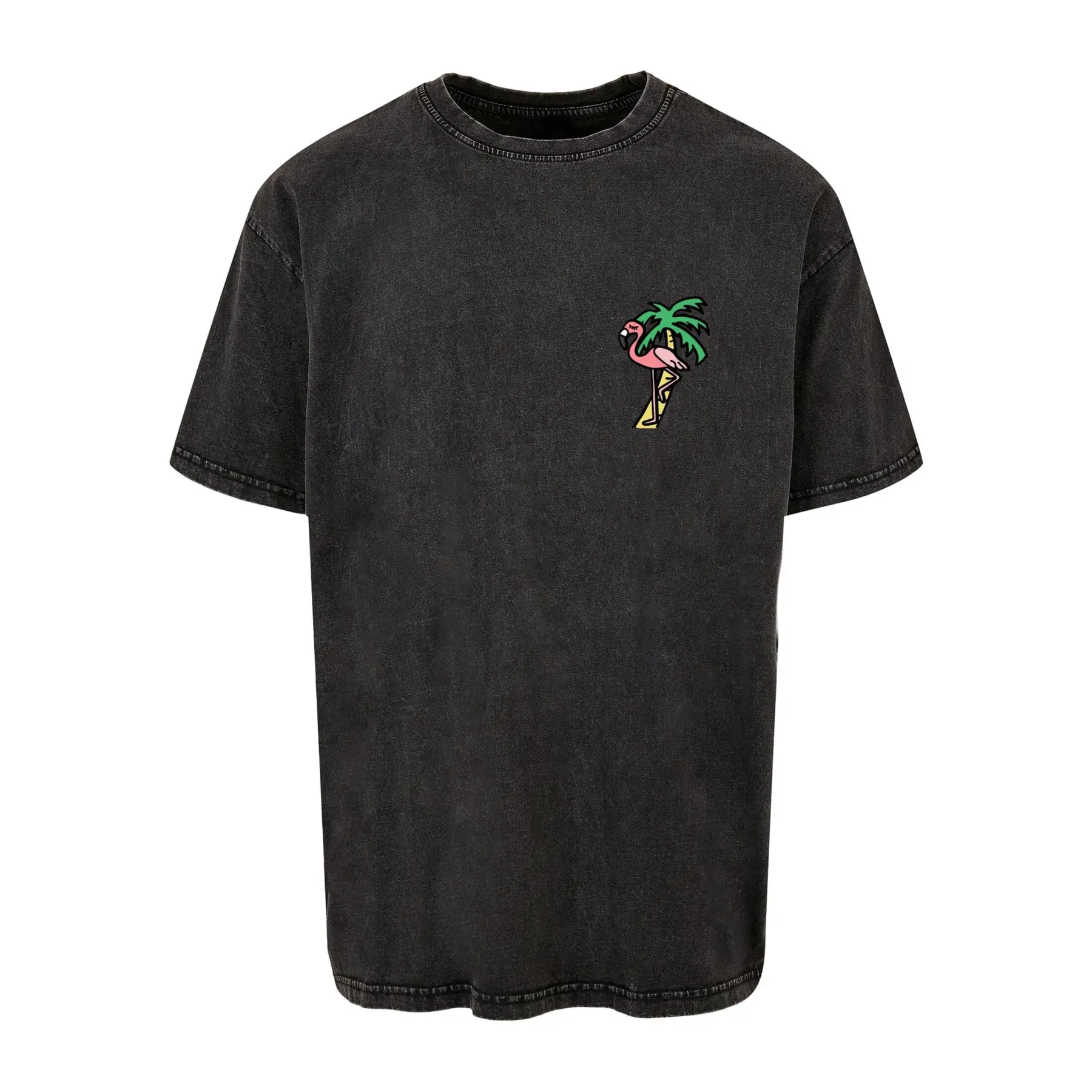 T-Shirt Mister Tee Flamingo Acid Washed Heavy