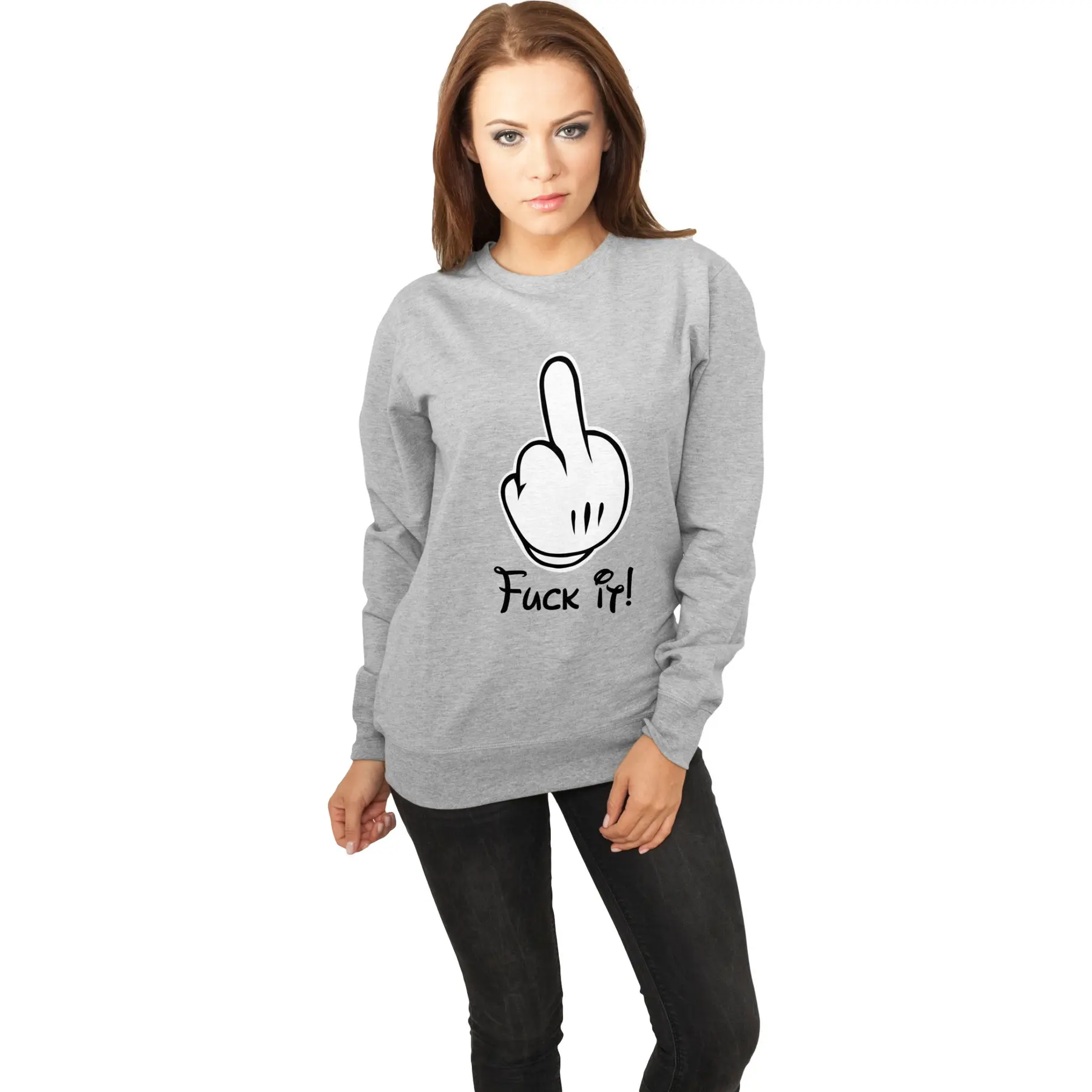 Sweatshirt Damen Mister Tee F**K IT Comic