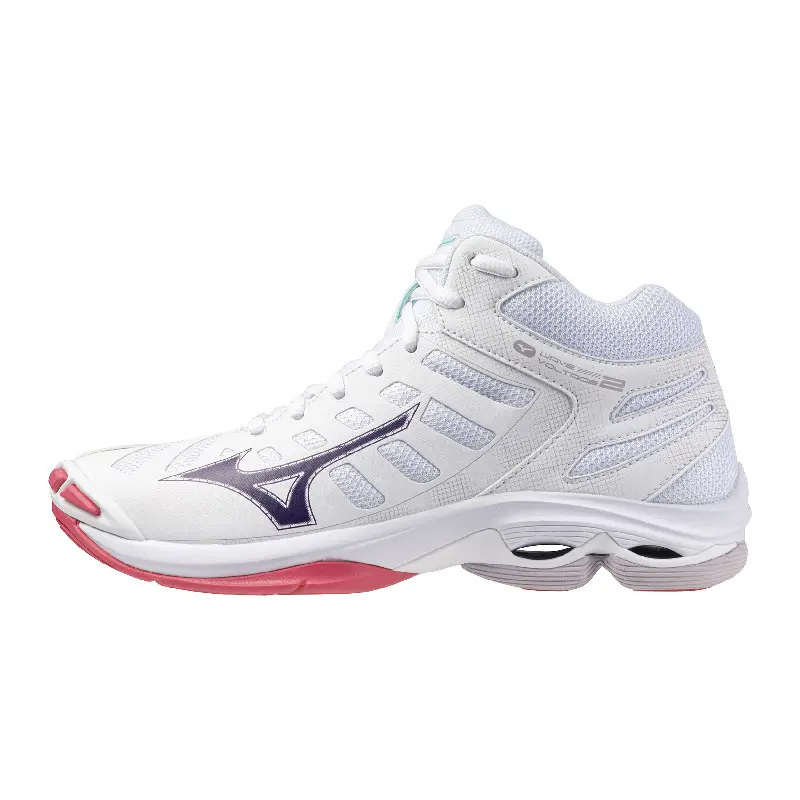 Mizuno WAVE VOLTAGE 2 MID Chaussures de volleyball VioletIndigoCamelliaRos Femme Taille42.5