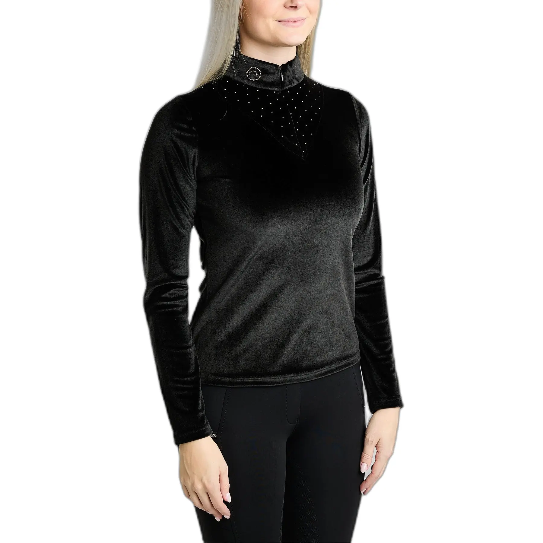 Women's Long Sleeve Velvet Riding Polo Montar Valerie