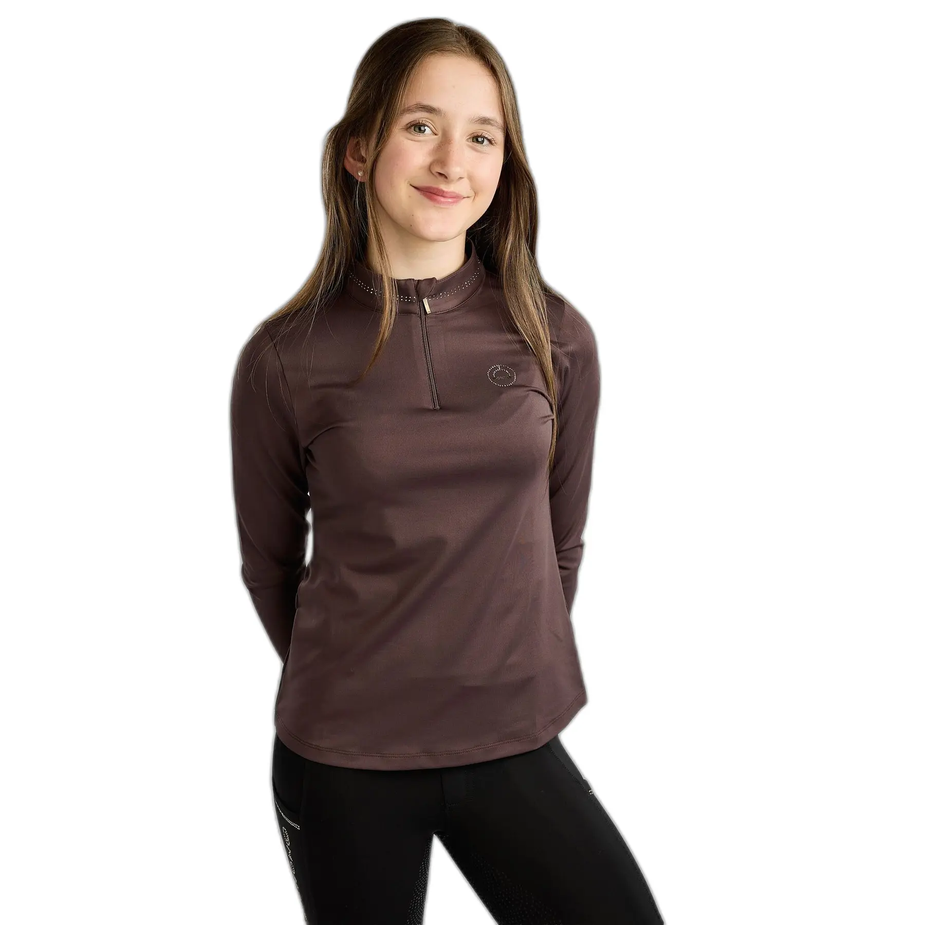 Girl's long-sleeved riding polo shirt Montar Everline