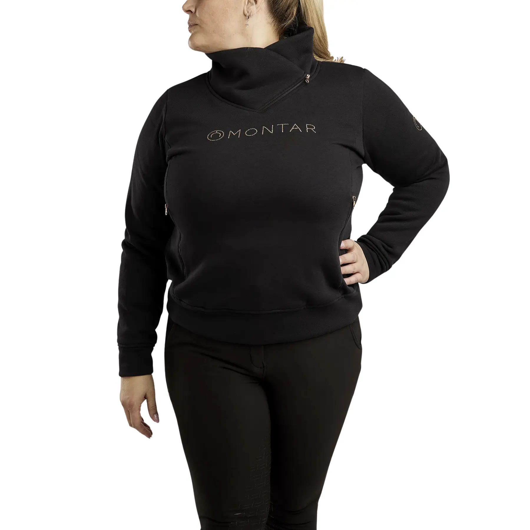 Damen Reit-Sweatshirt mit Stehkragen und Reißverschluss Montar Naja