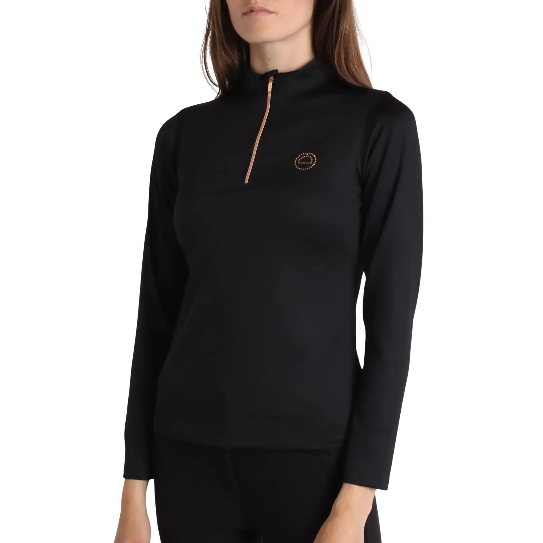 Reit-Poloshirt mit langen Ärmeln, Mädchen Montar Everly