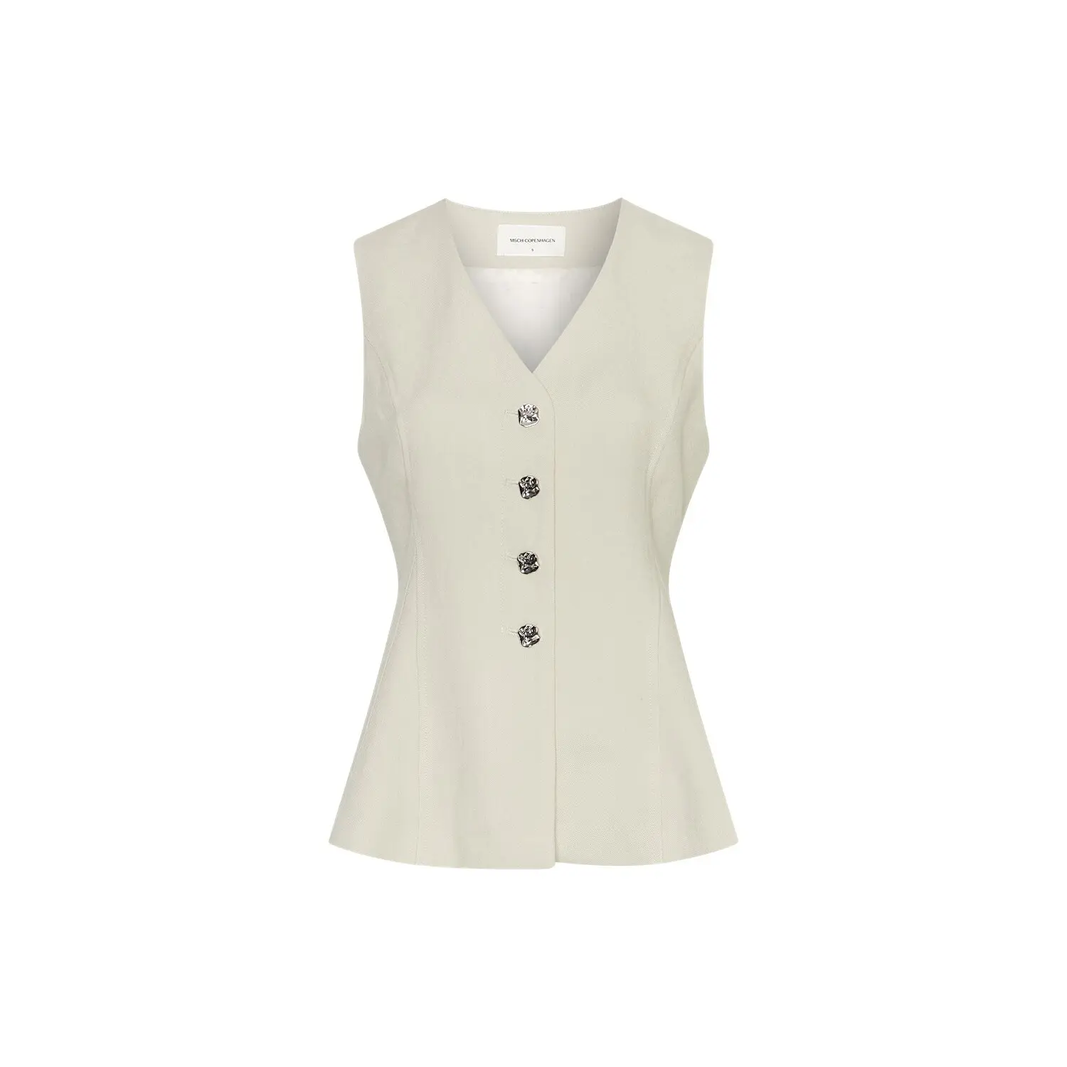 Moss Copenhagen Women's Beige Silver Button Cardigan Esteriane