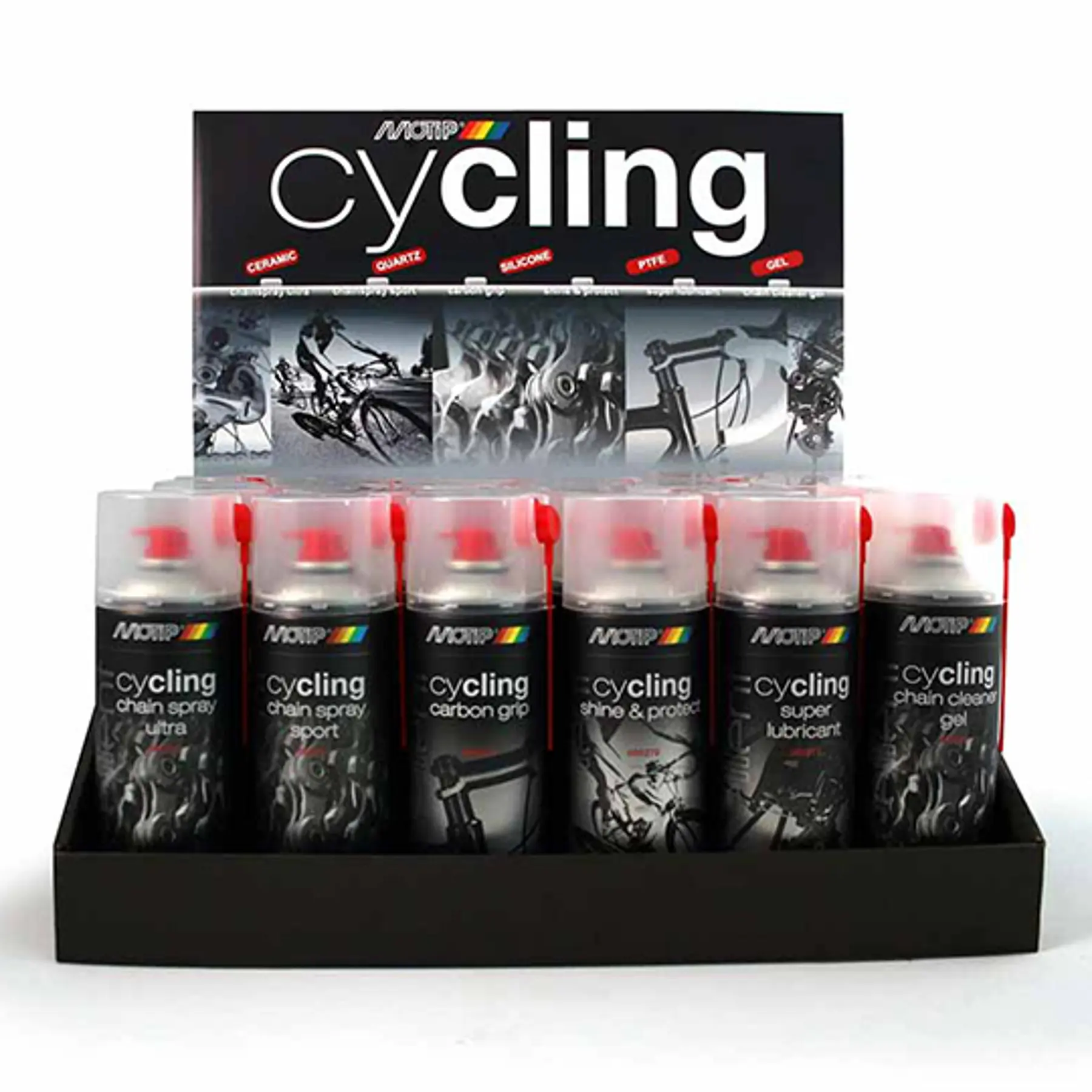 Fiets ketting smeermiddel spuitbus silicium/koolstof quartz gel en keramiek Motip (x24)