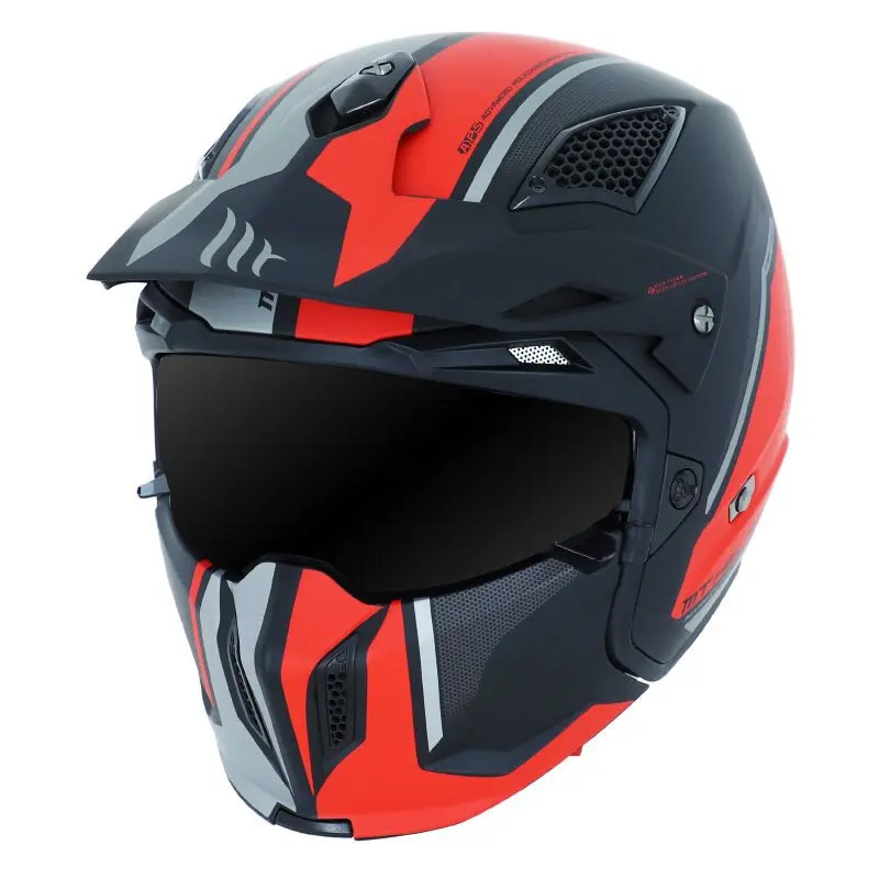 Trial-Helm mit einfacher dunkler Scheibe und abnehmbarem Kinnriemen MT Helmets MT STREetFIGHTER SV SKULL(livre avec un ecran supplementaire miroir)