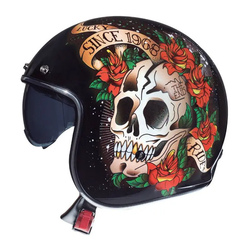 Casco jet MT Helmets Le Mans 2 SV Skull & Roses A1