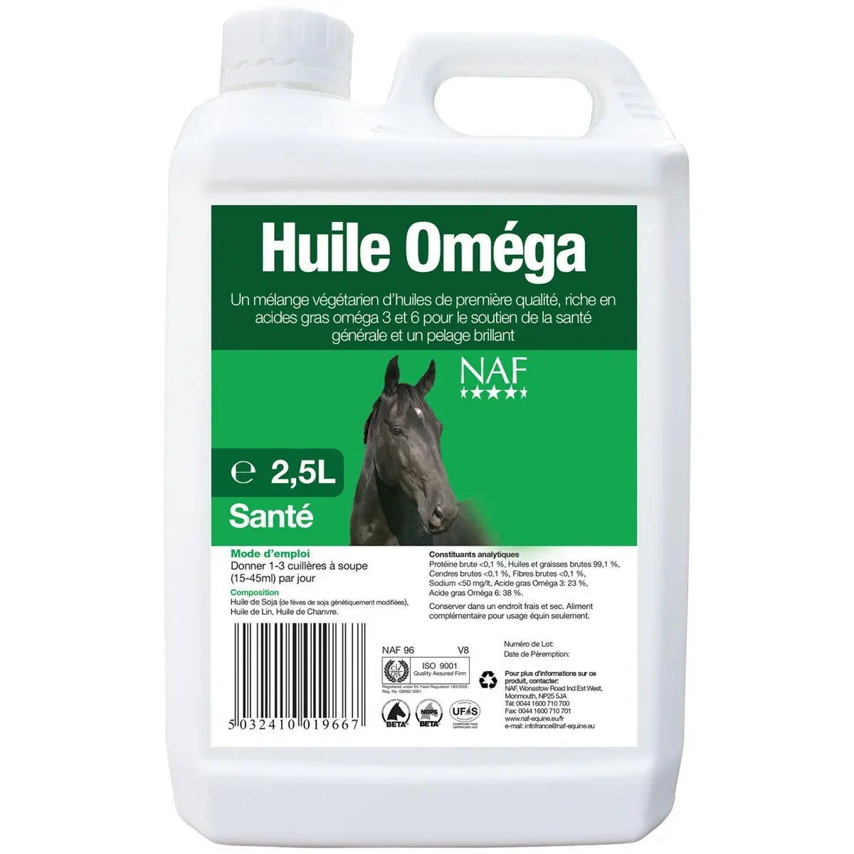 Recovery oil for horses NAF Oméga