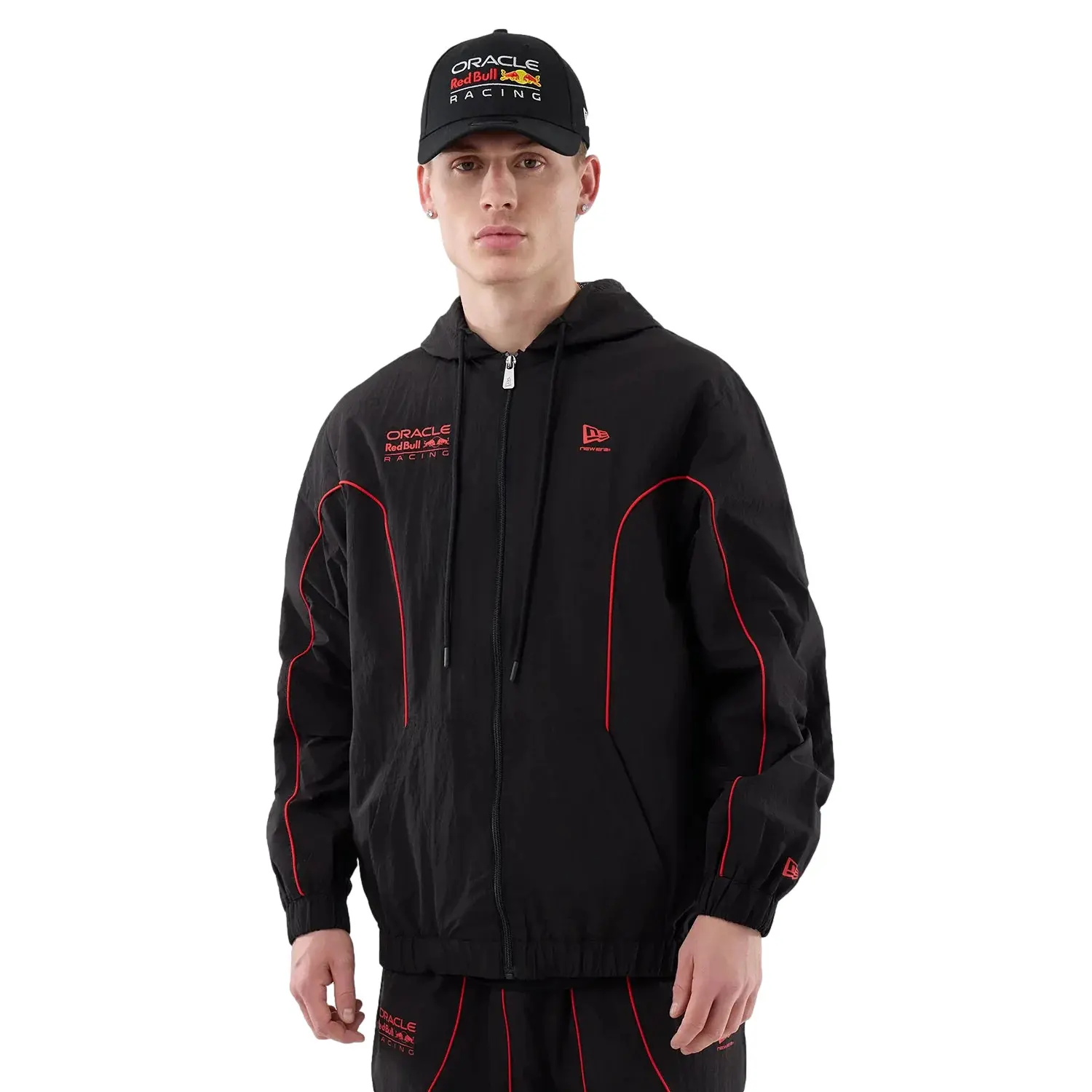 Giacca a vento con cappuccio RedBull Racing New Era Piping Track