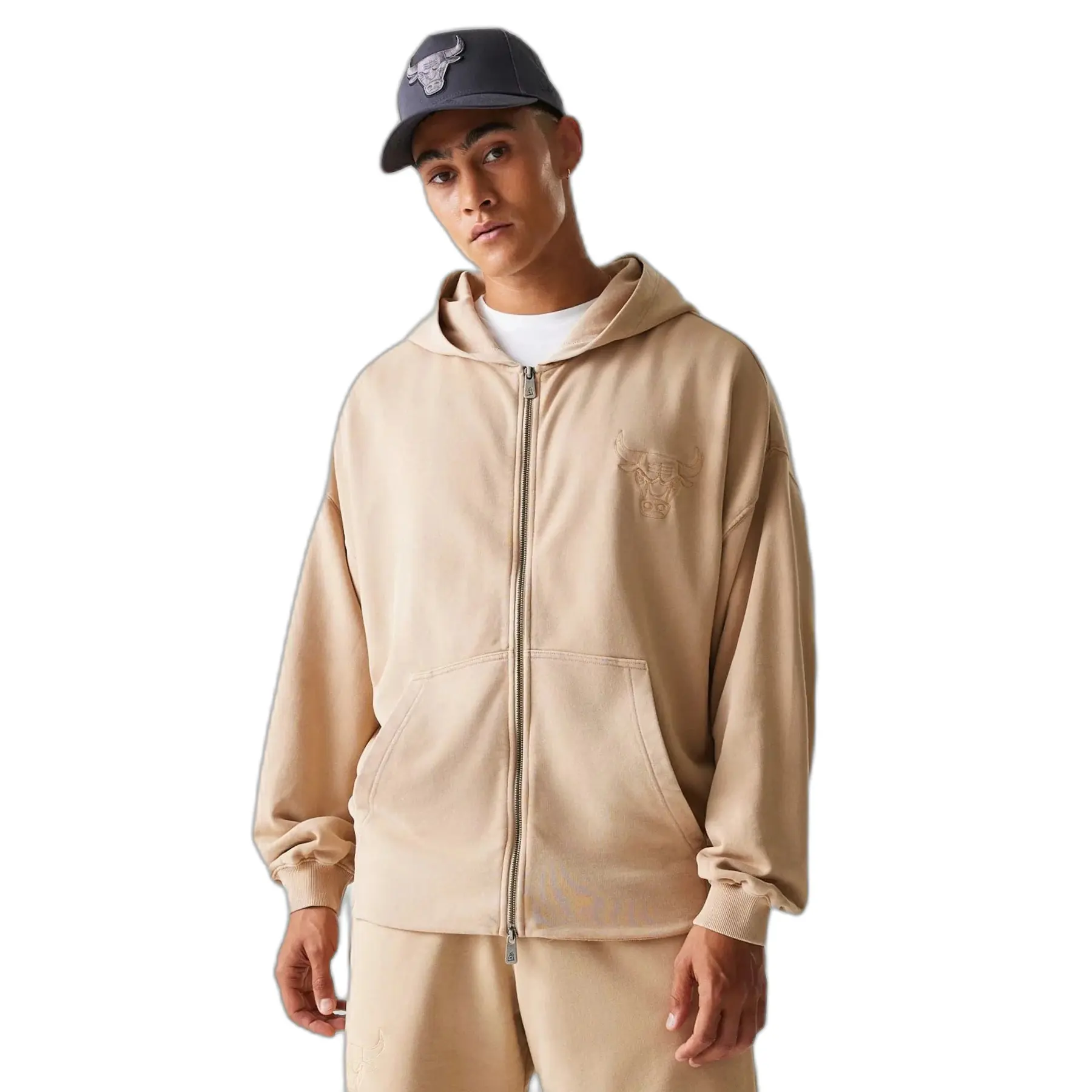 Felpa con cappuccio zip completa Chicago Bulls Washed