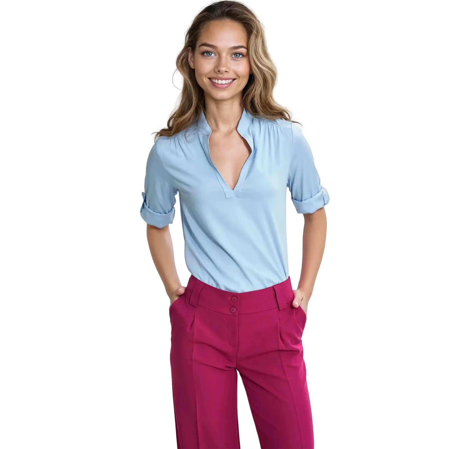Blusa con maniche arrotolate donna Nife