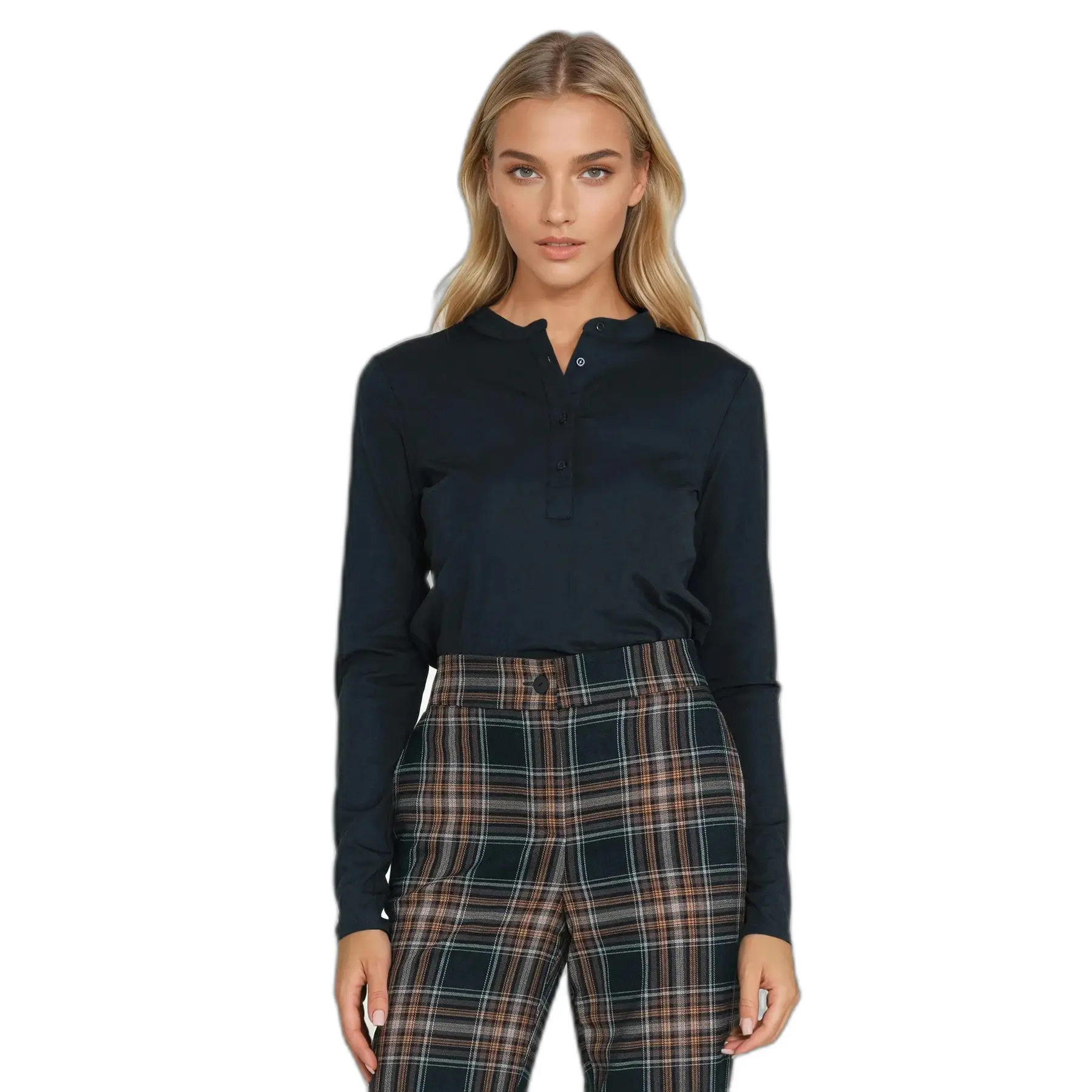 Blusa polo con colletto alto donna Nife