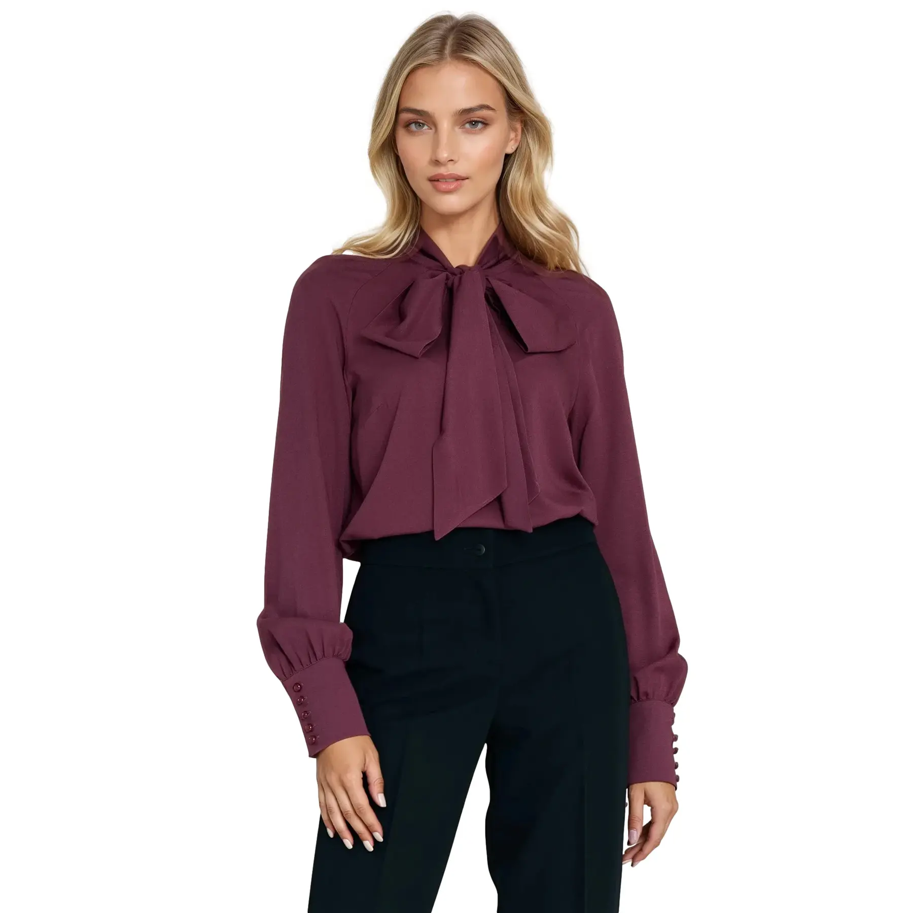 Nife Women's Rouge Viscose Blouse With Belt