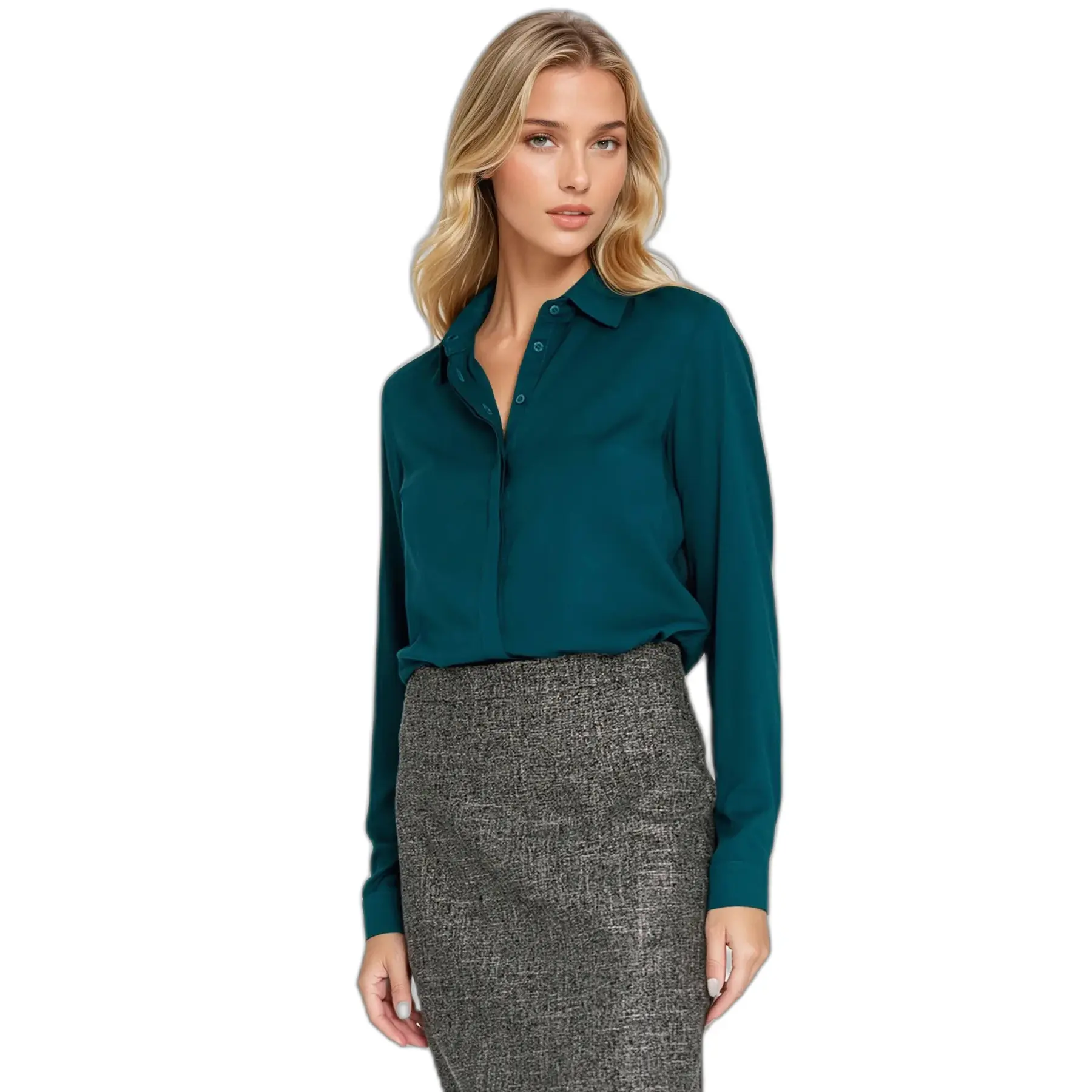 Damenbluse mit versteckter Knopfleiste Nife
