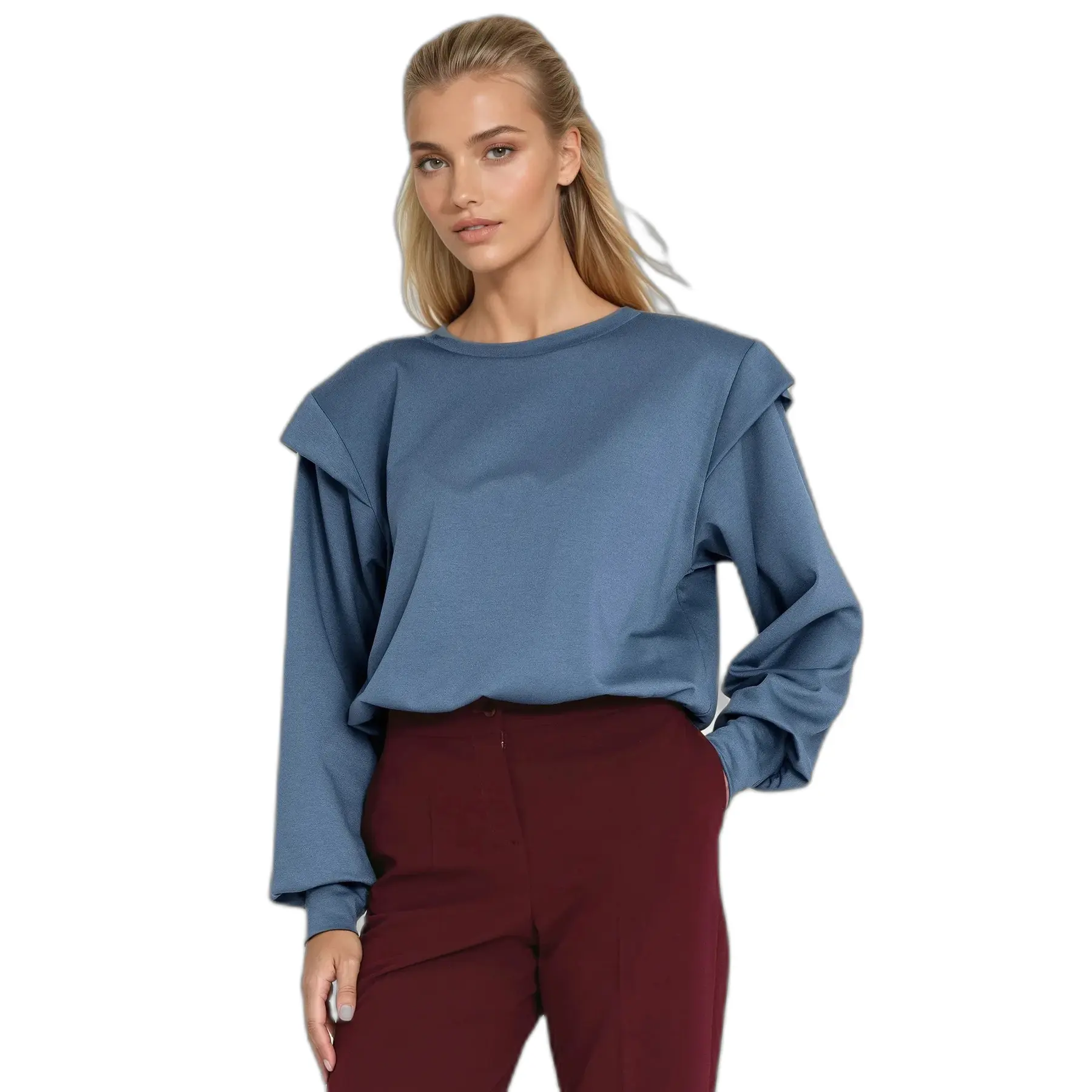 Blusa donna con polsini a coste alti Nife