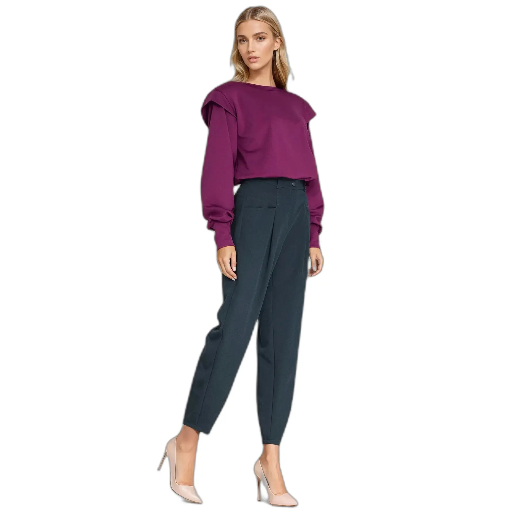 Pantaloni larghi a vita alta donna Nife